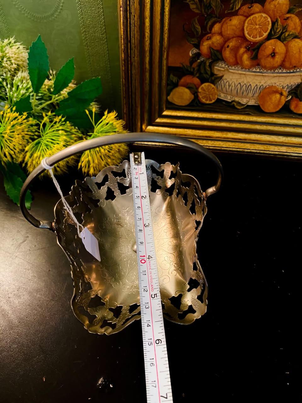 Vintage Silver-Plated Pierced Bon Bon Basket 6 Inch with Handle