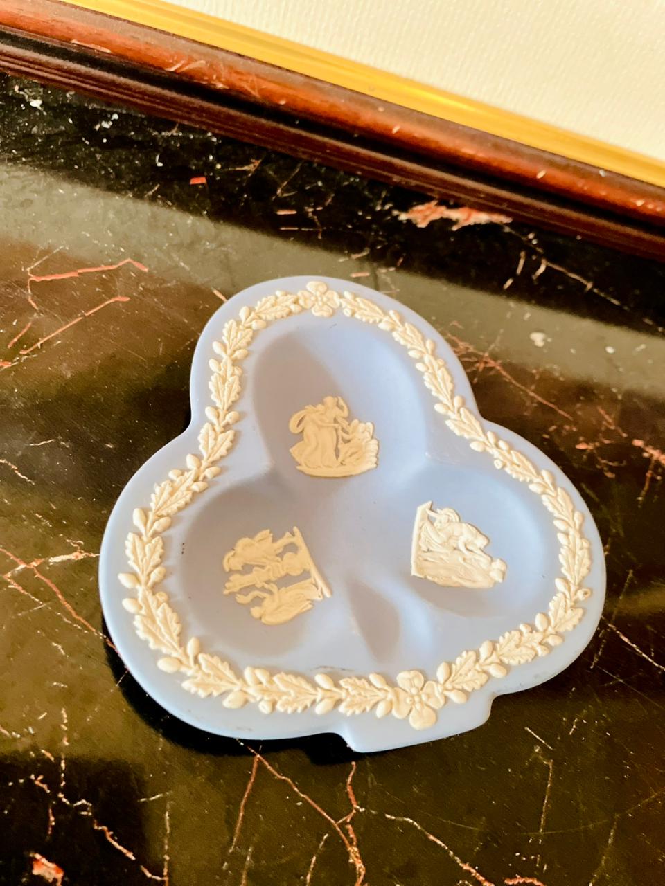 Wedgwood Jasperware Trefoil Trinket Dish – Blue & White, England