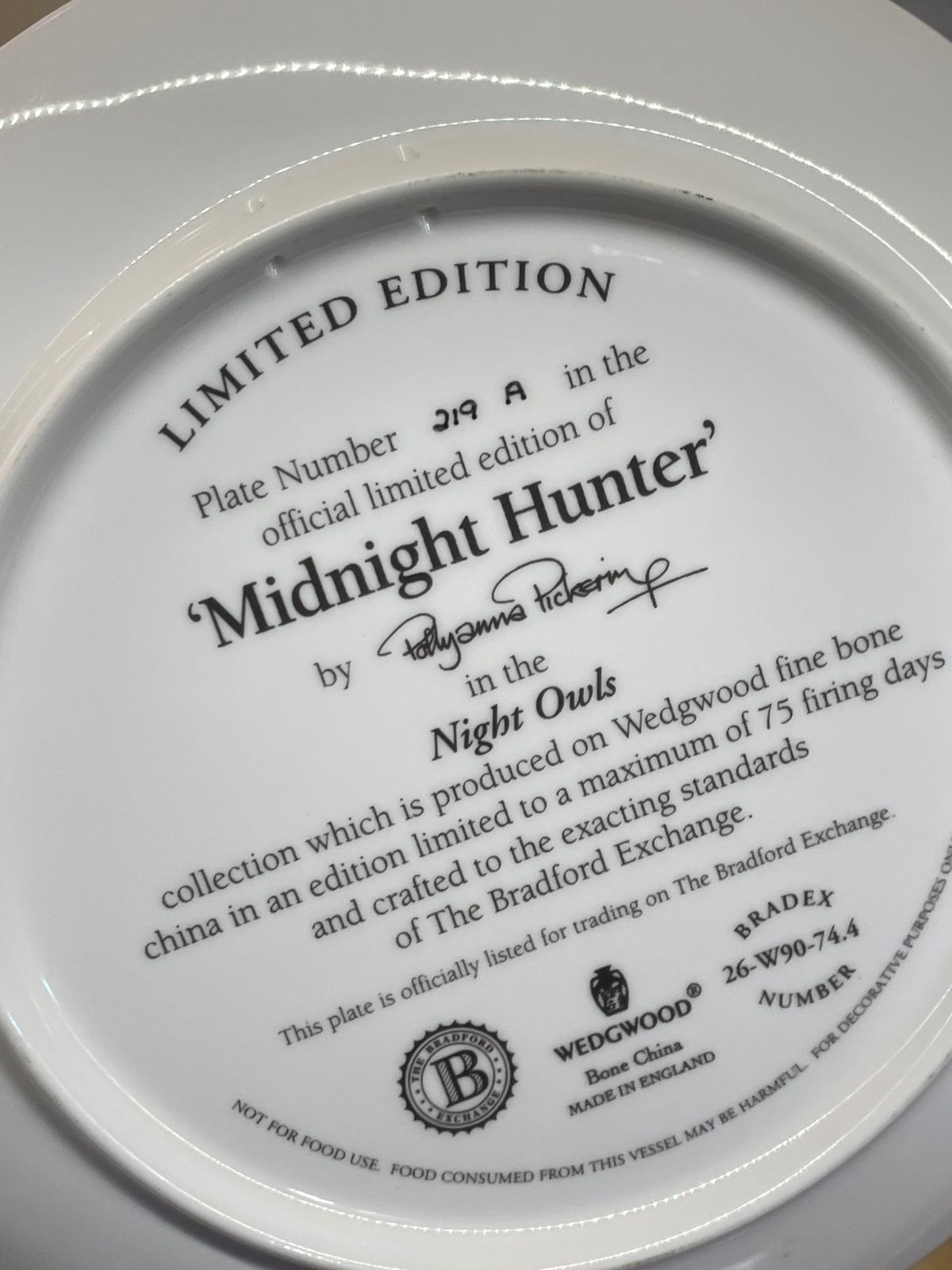 Wedgwood Midnight Hunter Owl Plate – Limited Edition 8” Collectible