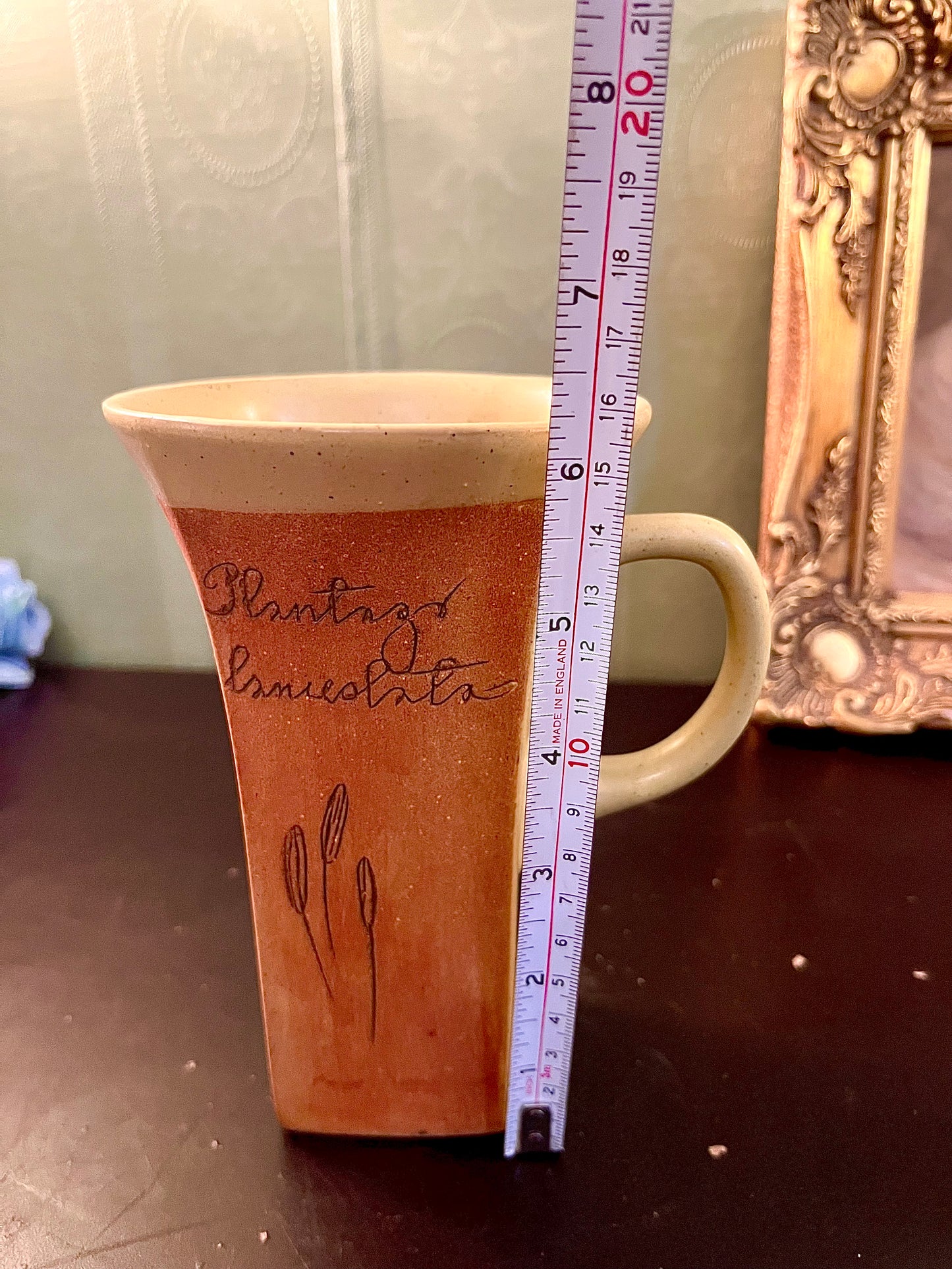 Rustic Stoneware Planting Friendship Coffee Mug | Tall Speckled Ceramic Latte Mug