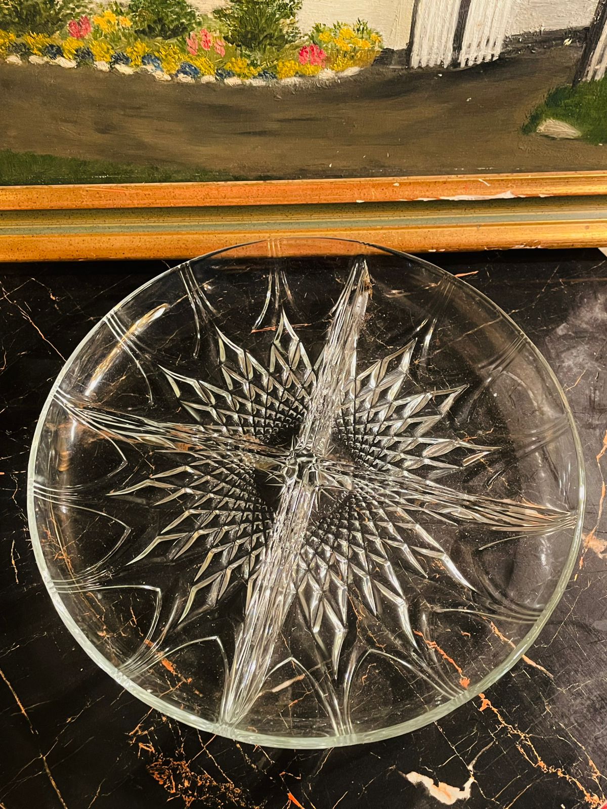 Vintage Crystal 4-Way Divided Plate Dish – Serving Dish