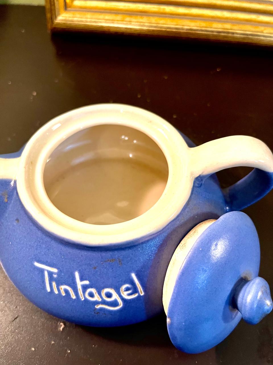 Vintage Blue Stoneware Teapot – "Tintagel" – 4 Inch