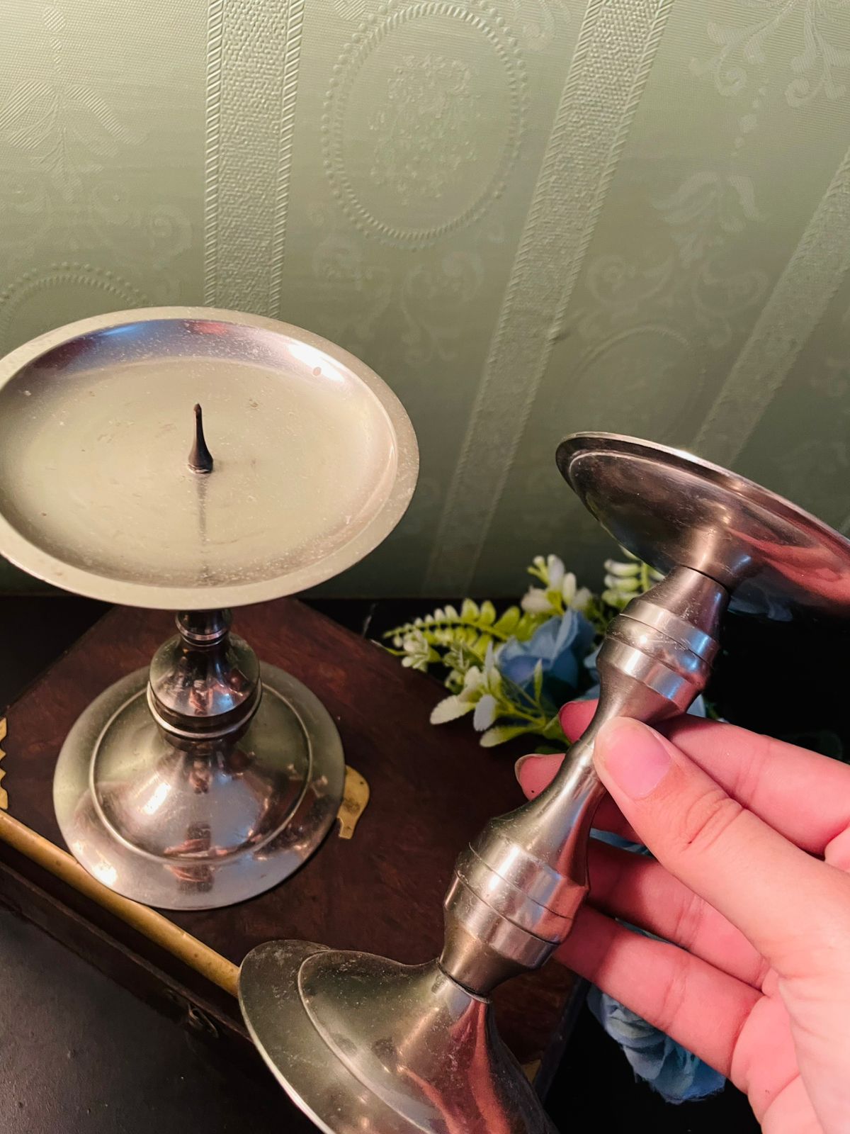 Pair of Vintage Silver Plated Candlestick Holders 6 Inch