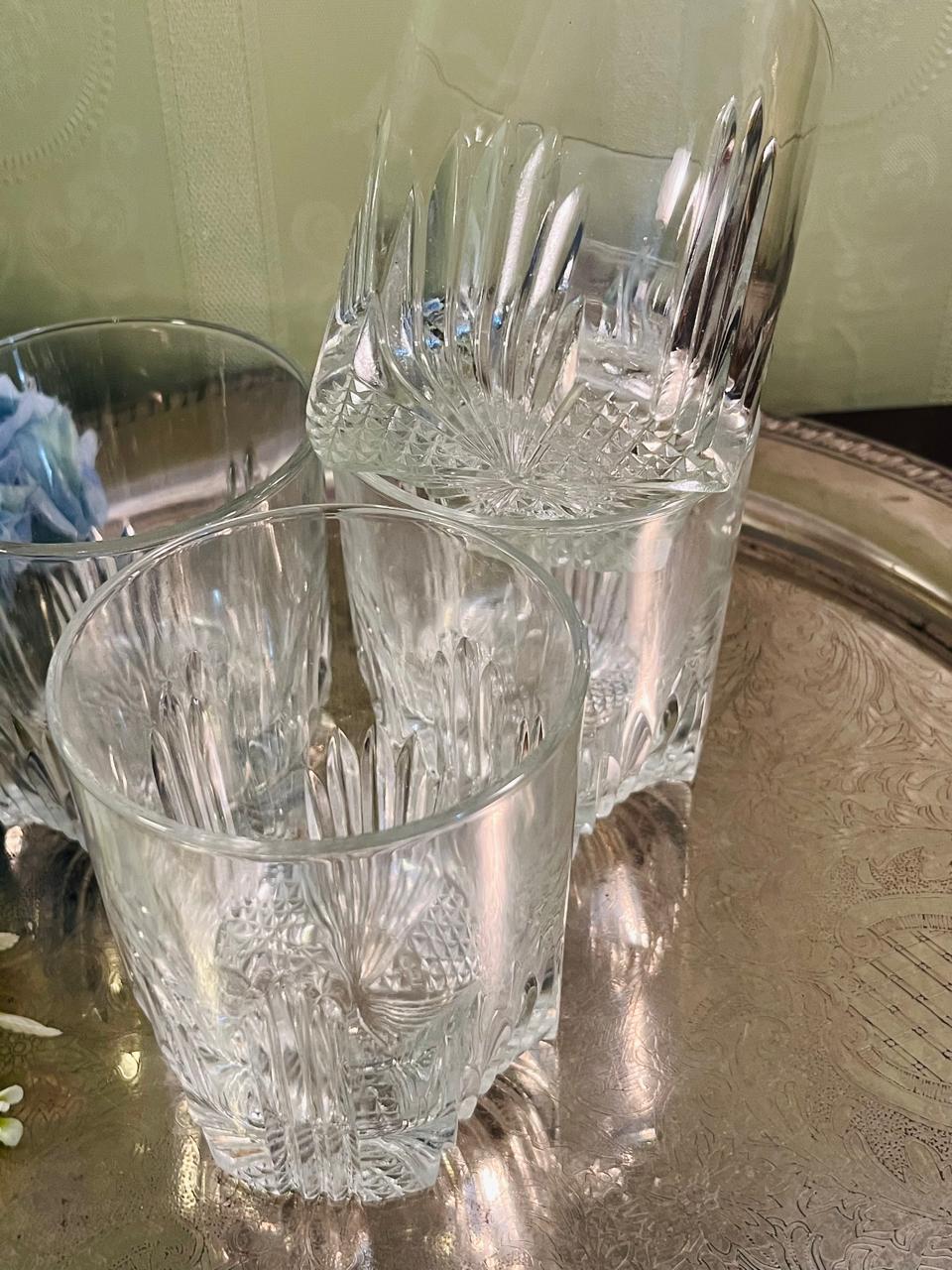 Vintage Cut Crystal Tumblers Set of 4 – 10 cm Starburst Design