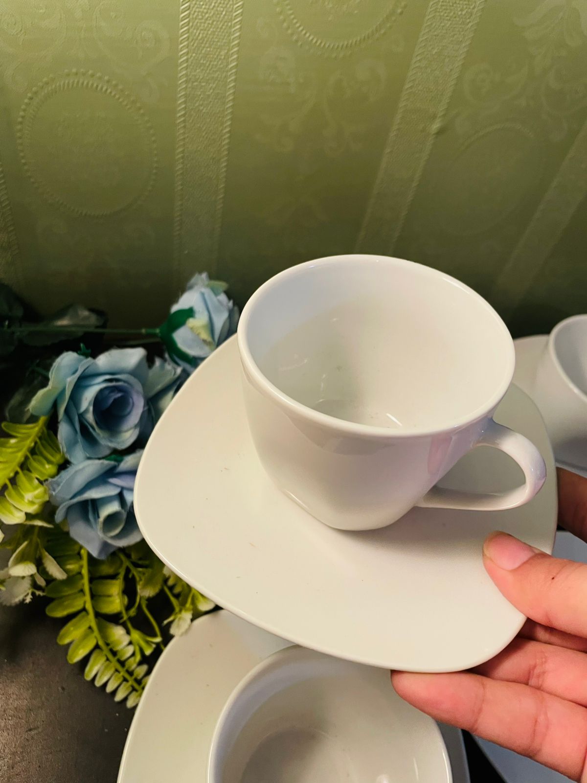 Vintage White Porcelain Espresso Cups & Saucers Set of 5