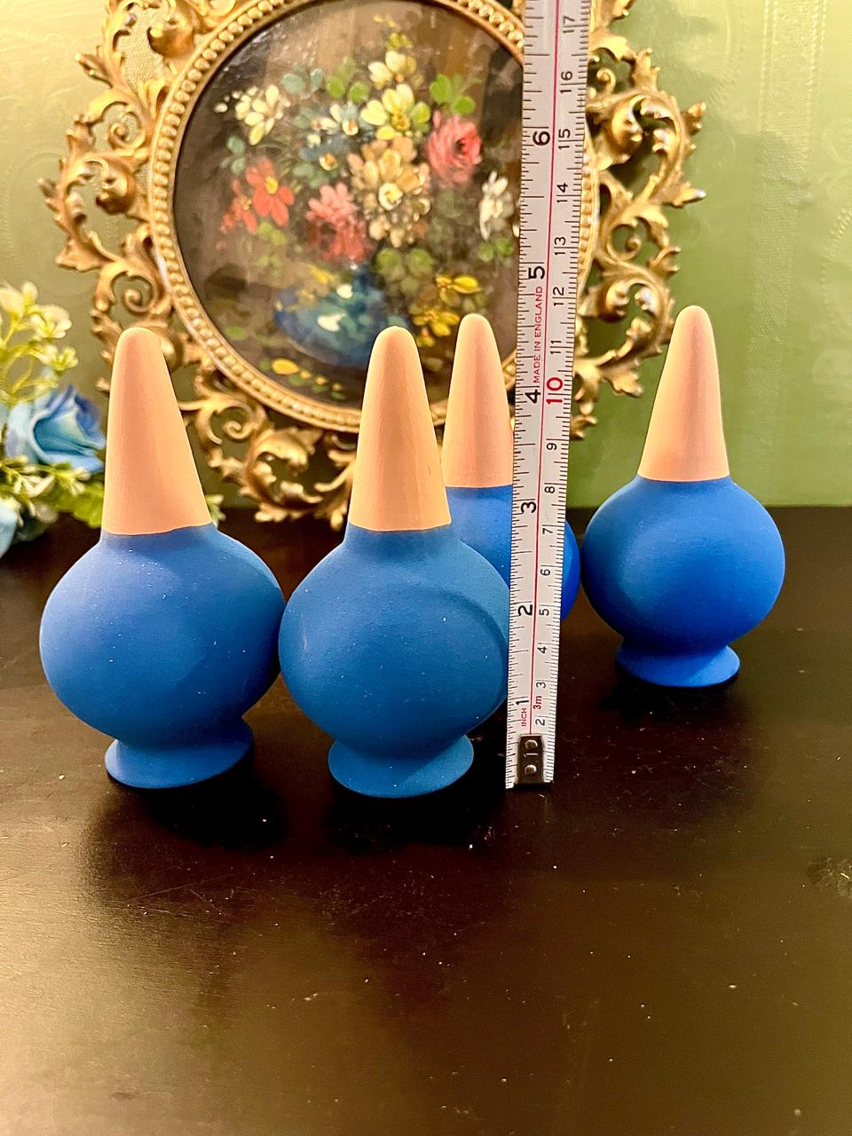 Blue Bulb Shaped Decorative Figurines Set of 4