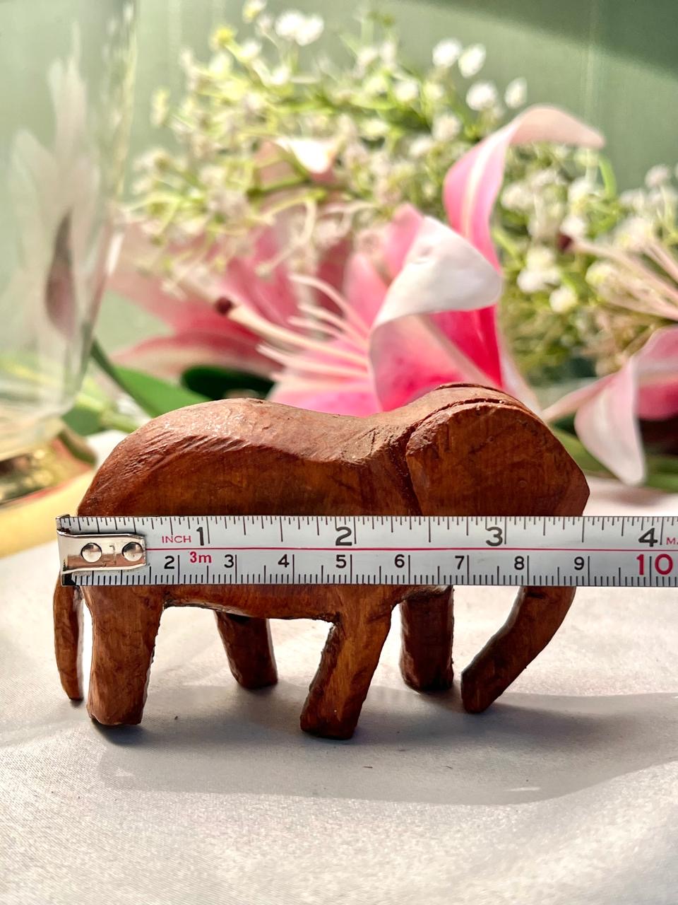 Brown Wooden Elephant Figurine 9cm - 1 Piece