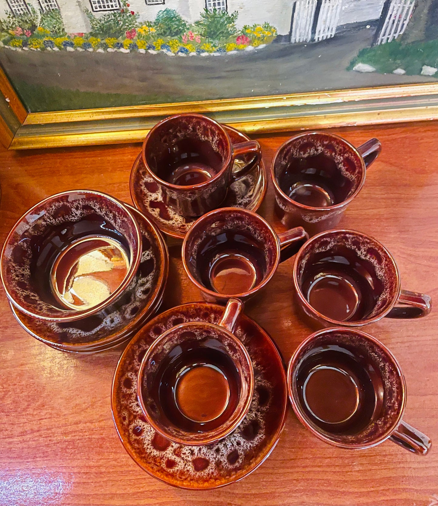 Vintage Beswick Brown Zorba set of 6 Tea Cups with Sugar Bowl – Timeless Retro Charm