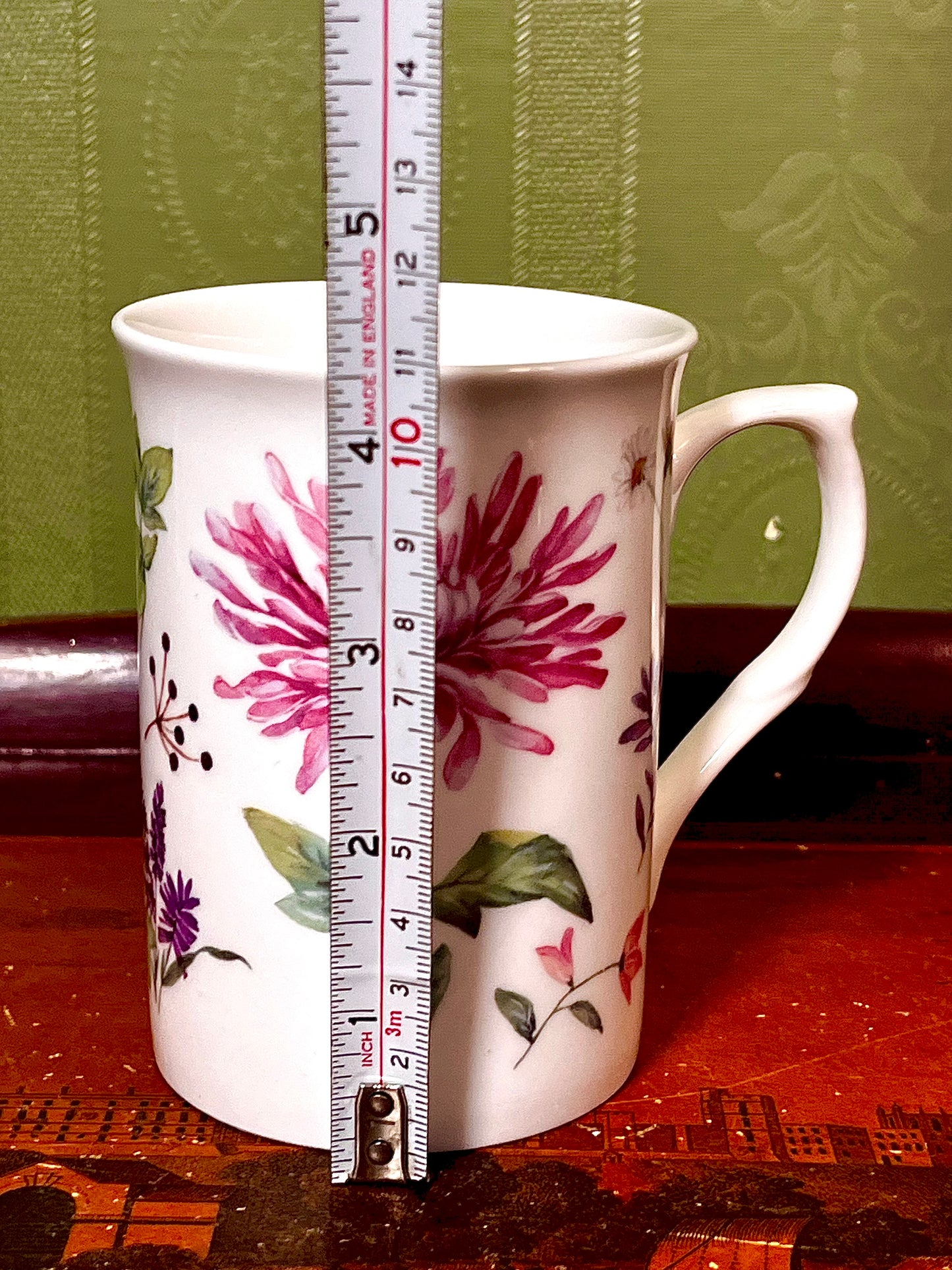 Pink Chrysanthemum Floral Mug – Large Fine China Style Cup 11.5cm