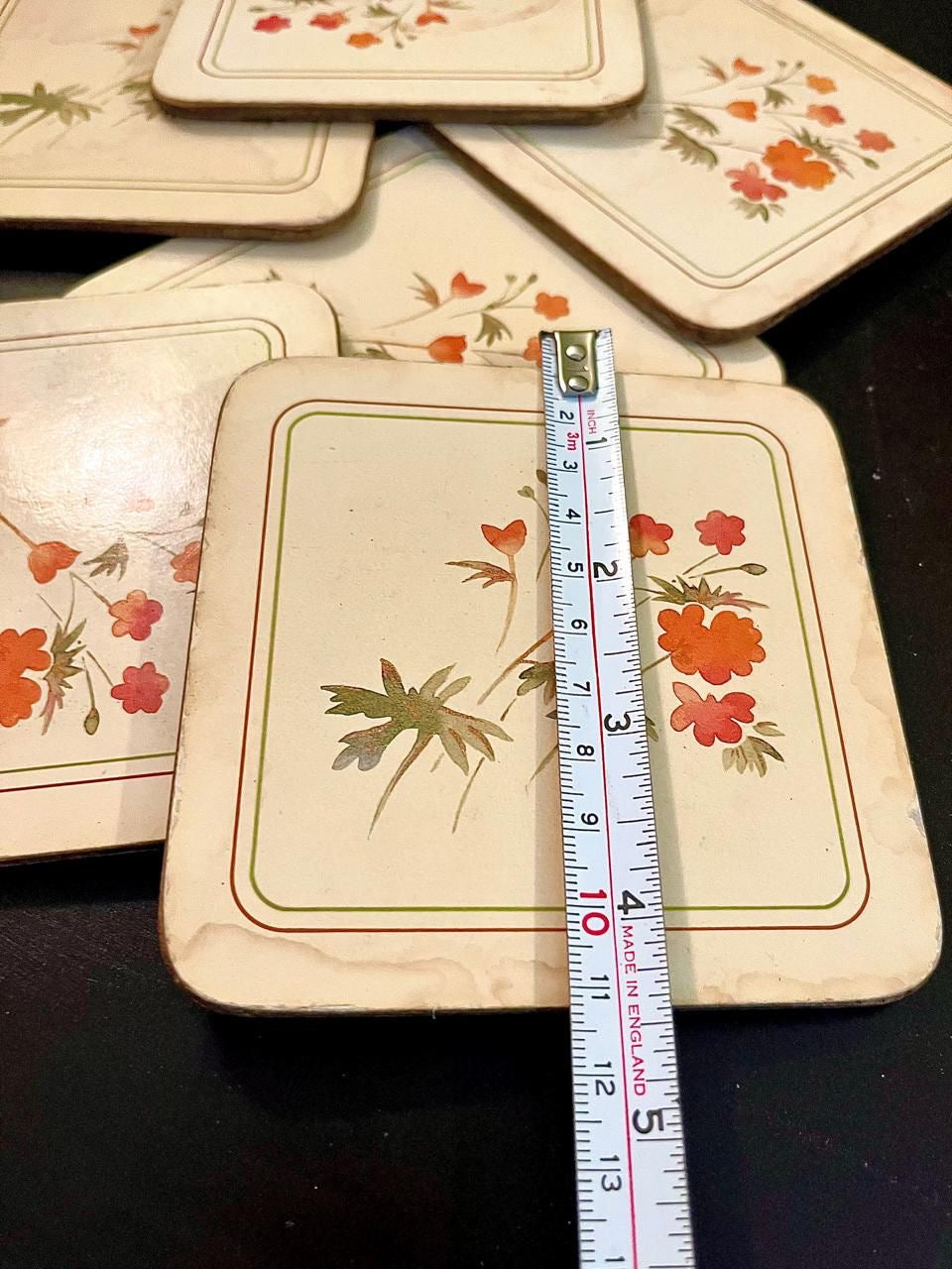 Set of 6 Vintage Floral Coasters 5 Inch