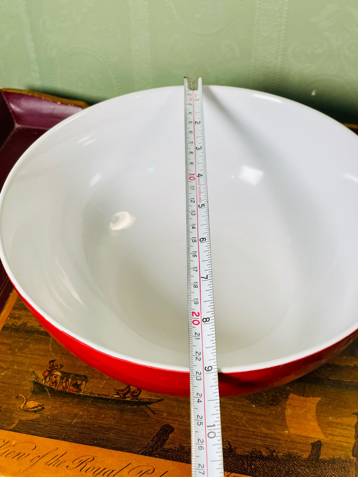 TU Red & White Ceramic Serving Deep Bowl 10"