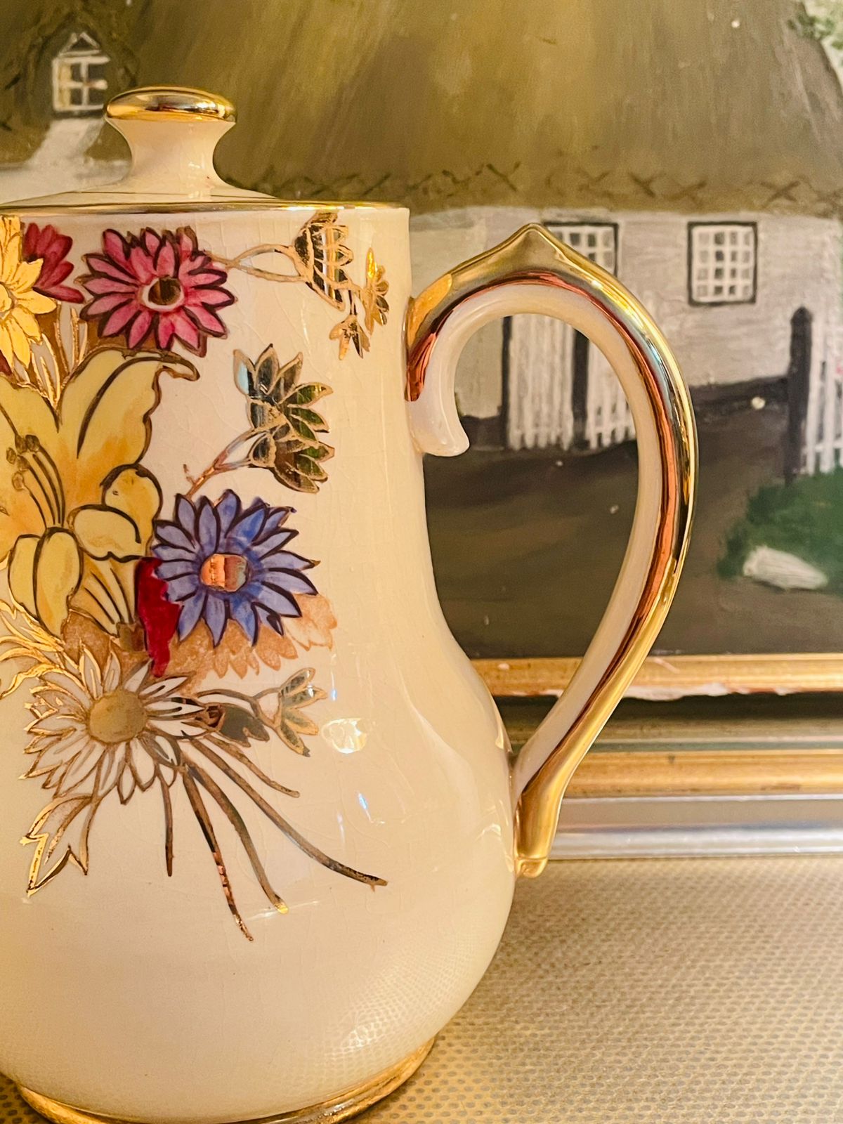 Antique Rudolstadt Germany Porcelain Jug – Yellow Daisy Floral | Vintage Collectible Pakistan