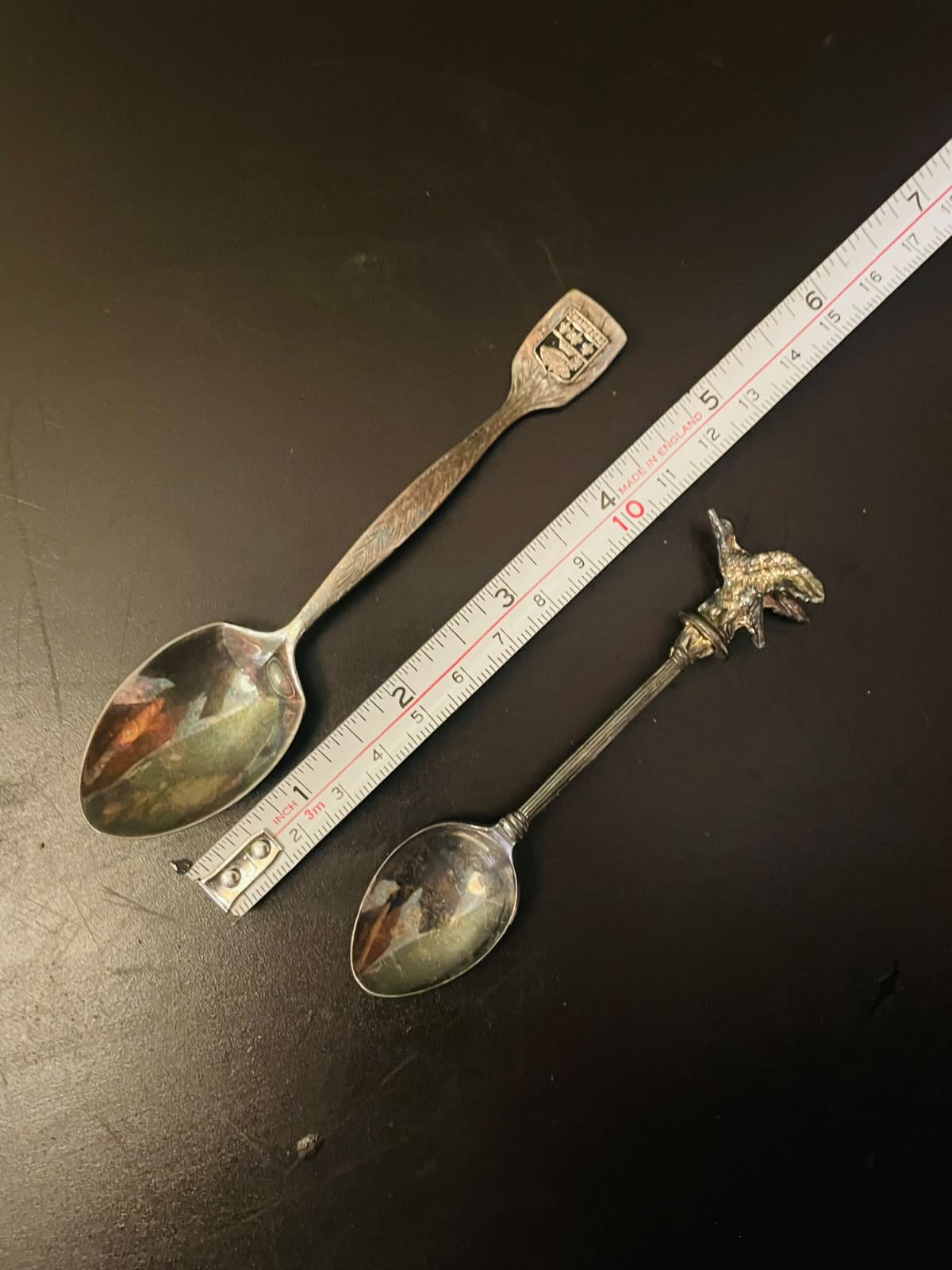 Vintage Souvenir Silverplate Spoon Set of 2 Collectible Spoons