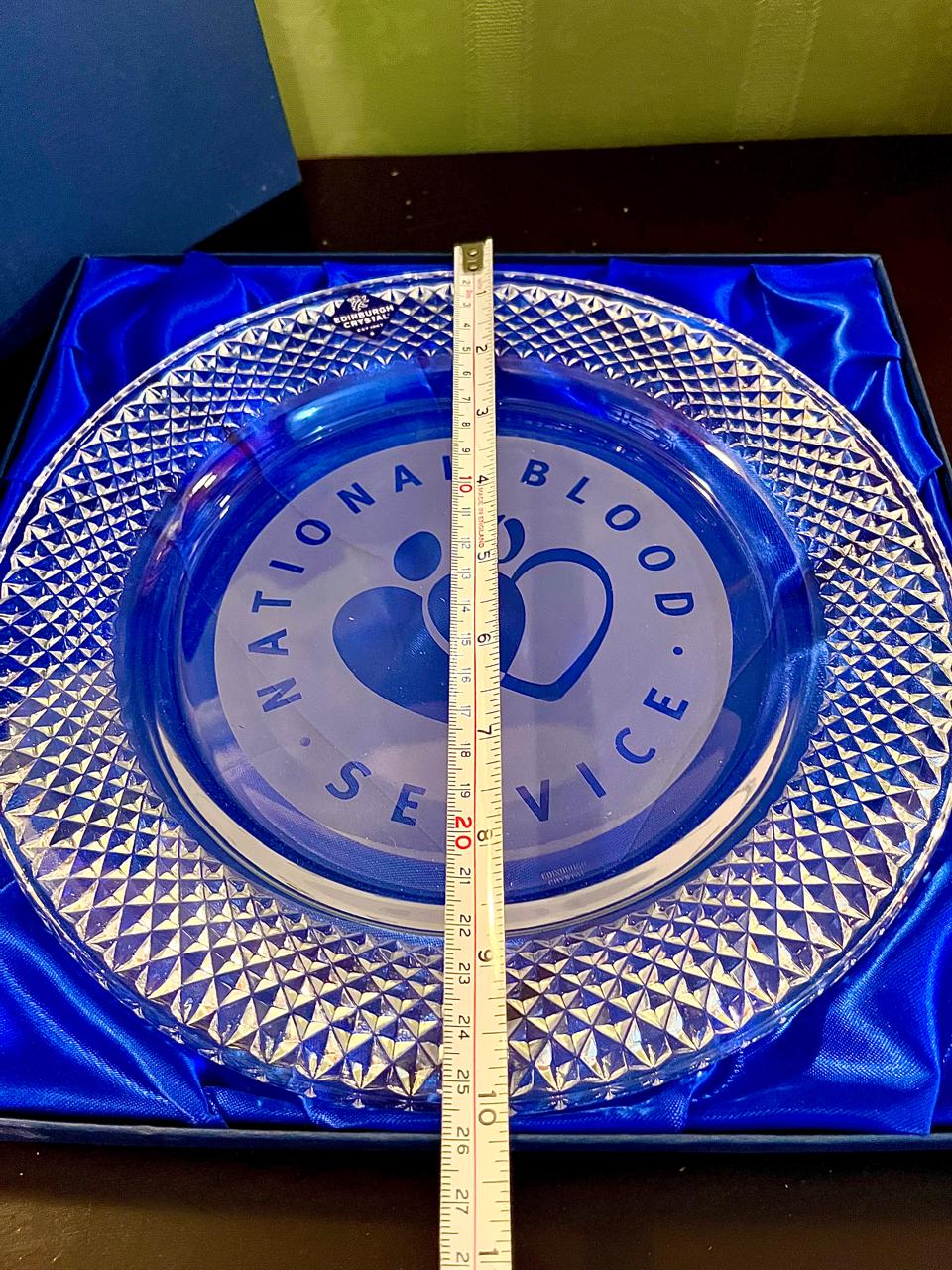 Edinburgh Crystal National Blood Service Commemorative Glass Plate with Original Box