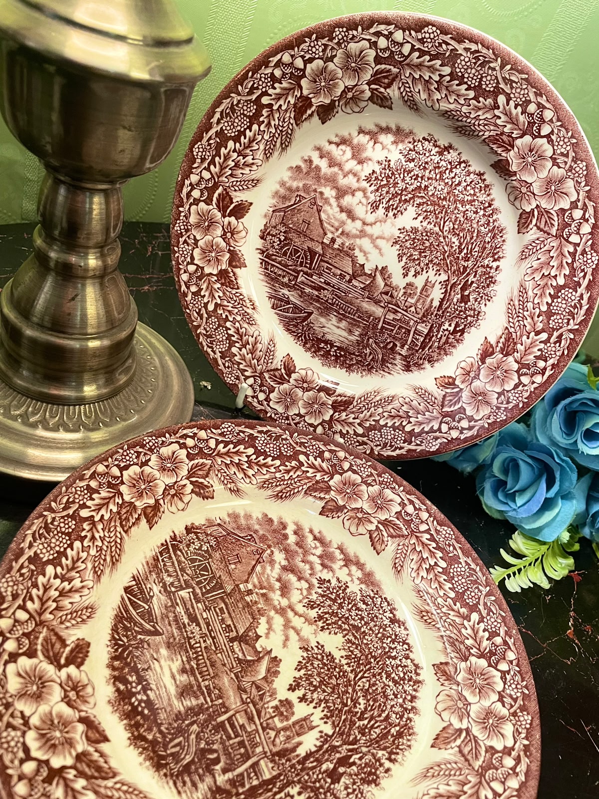 Vintage Brown Transferware Scenic Decor Plate 8 Inch