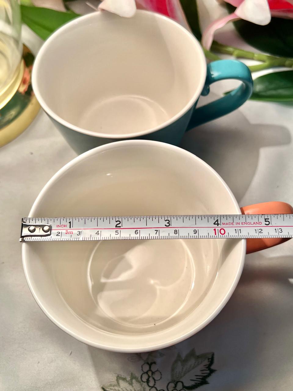 Tesco Fine China Teal & Coral Soup Mugs Set of 2 10 cm