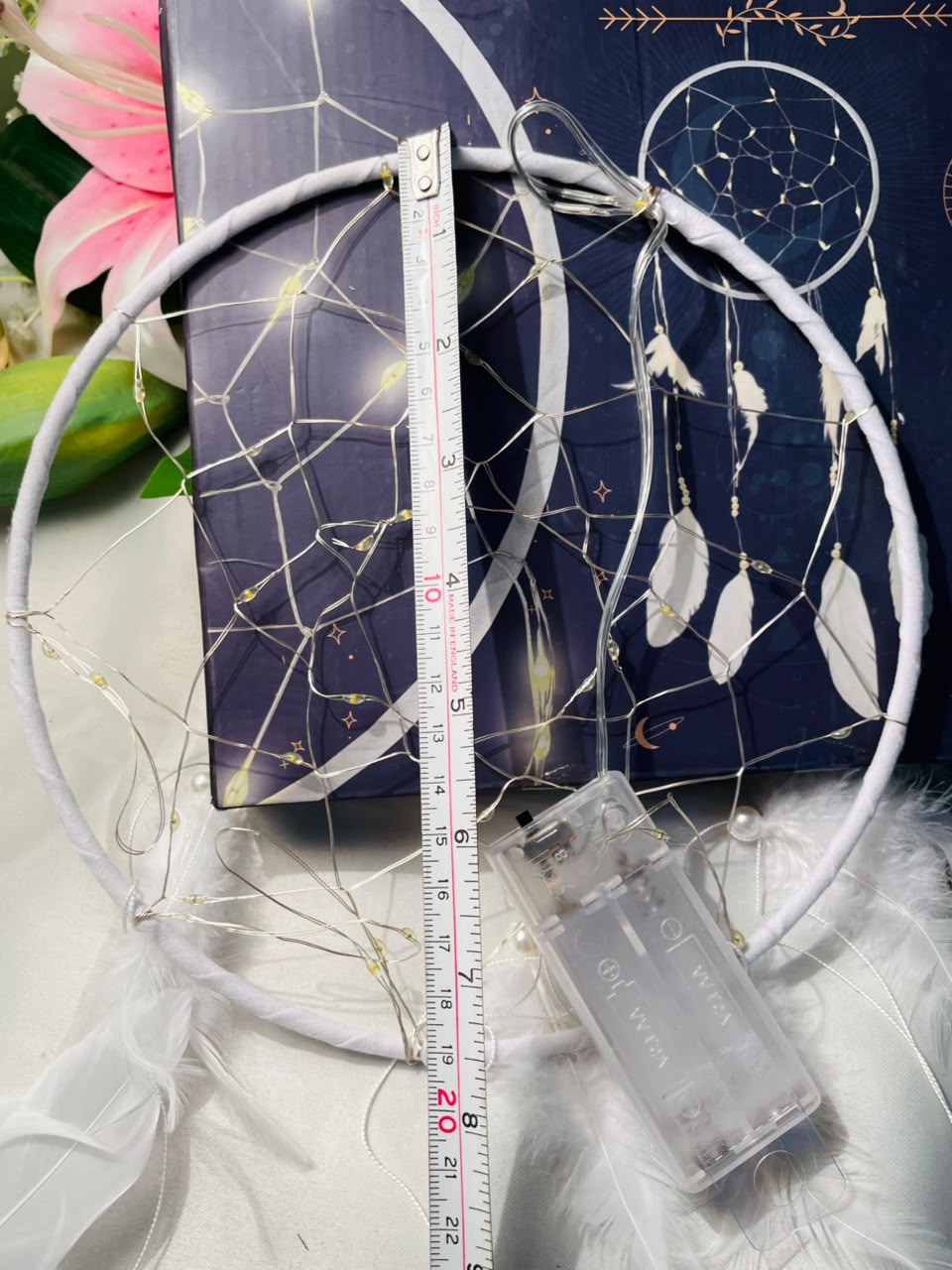 White Light-Up Dreamcatcher Wall Hanging Approx. 20 cm