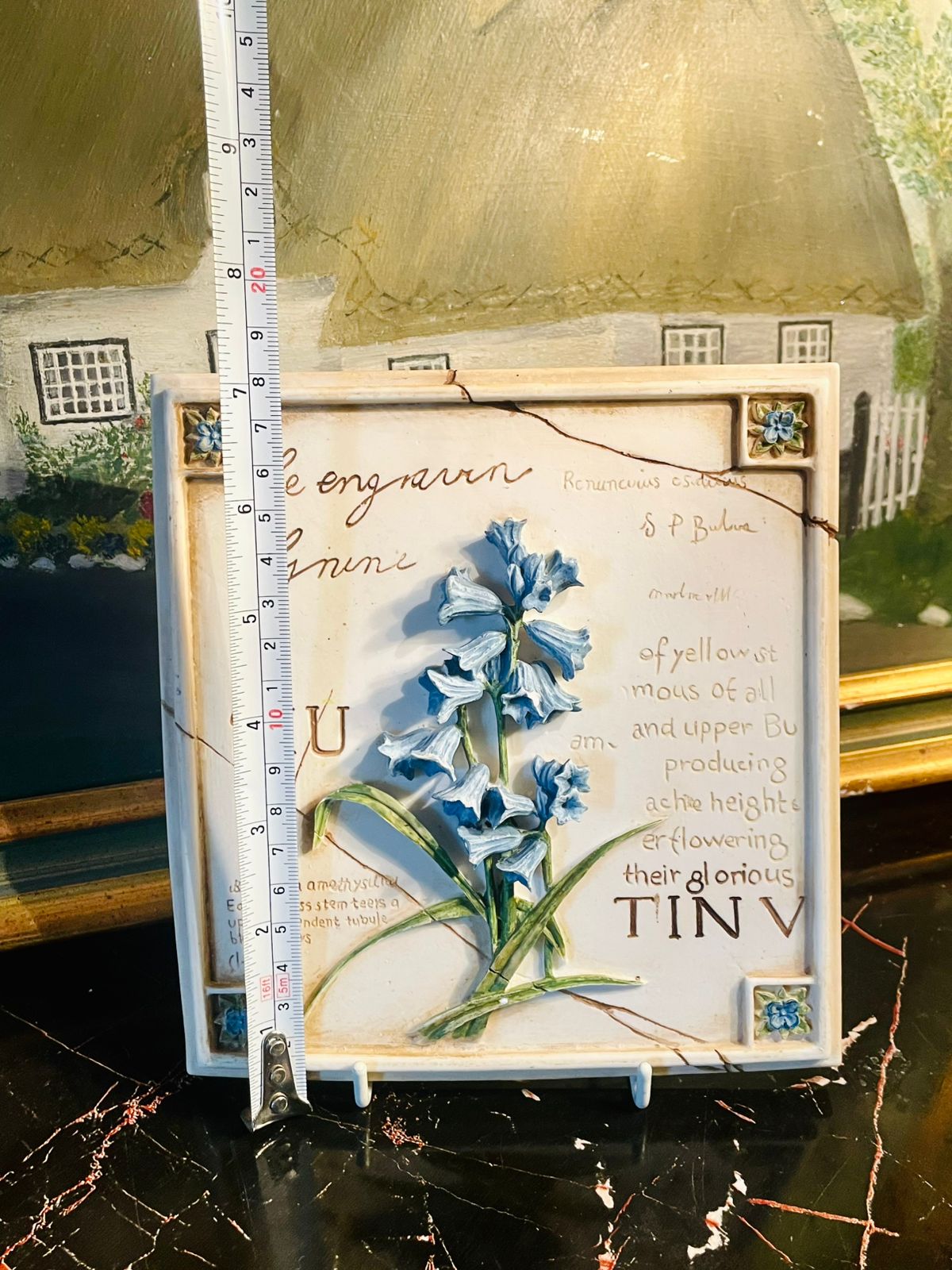 Marks & Spencer St Michael Handpainted Wall Plaque – Blue Flower Design (Vintage 1996) (18 cm)