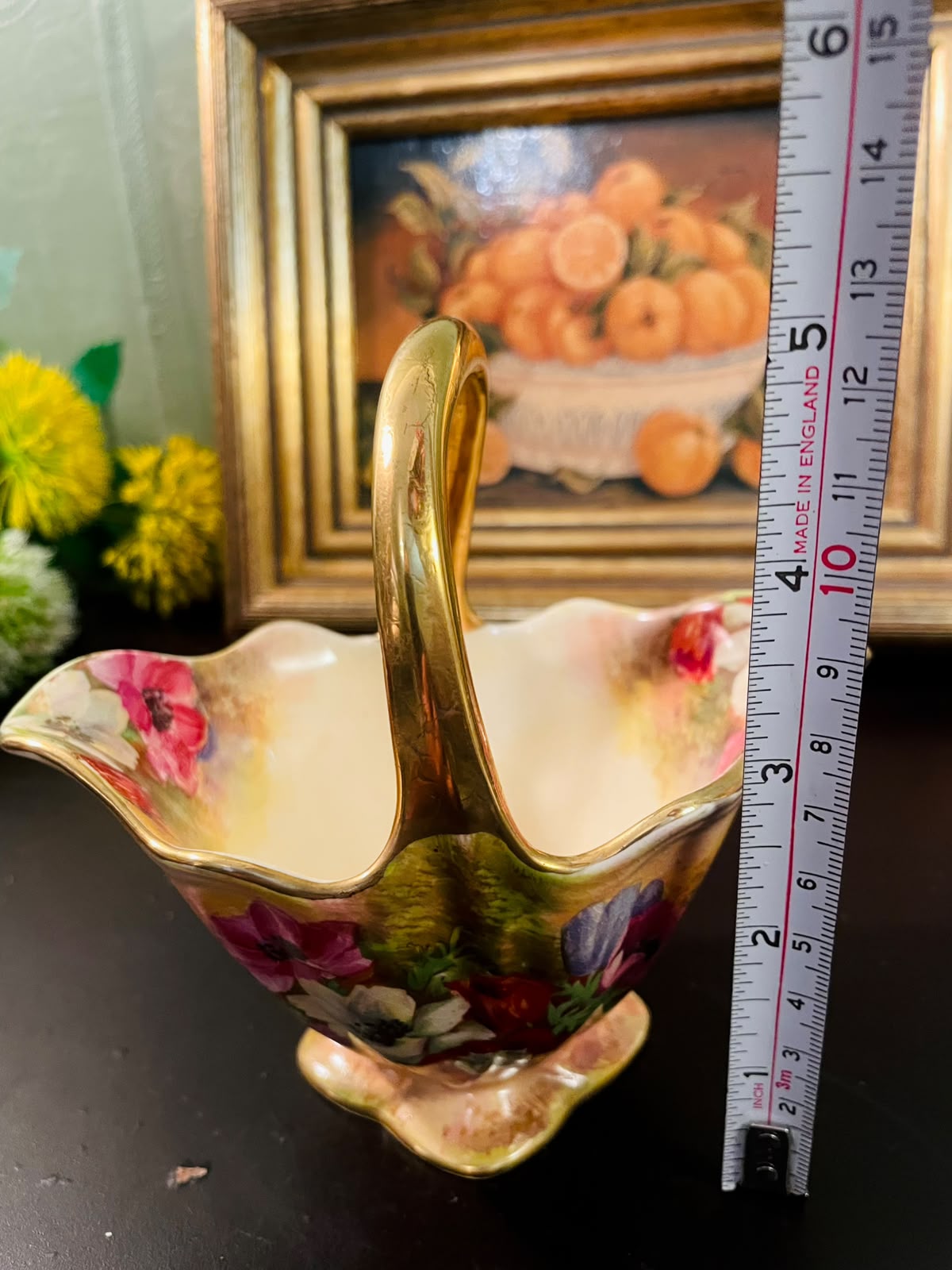 Royal Winton Grimwades Floral Basket Vase 5" Vintage England