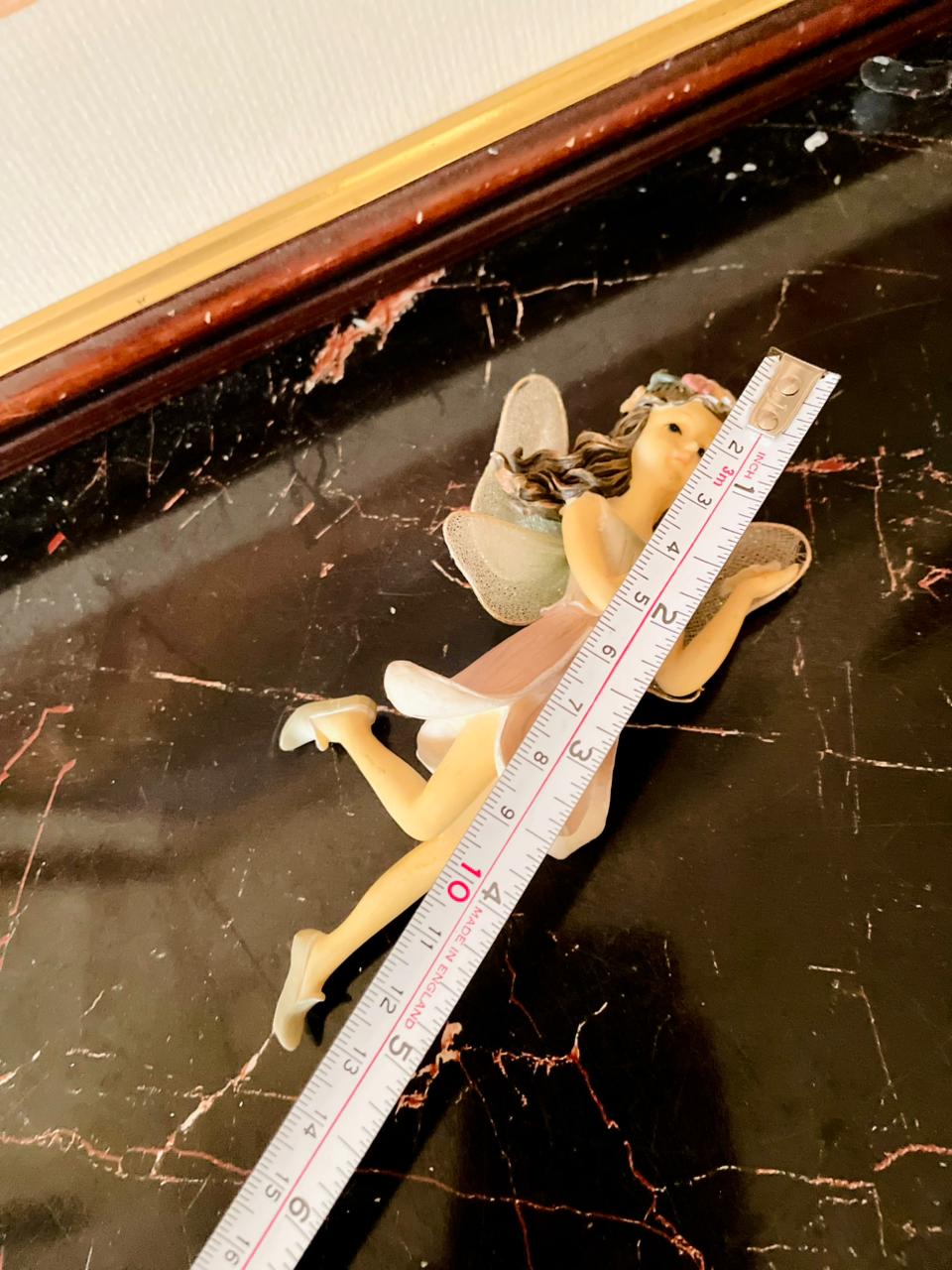 Vintage Fairy Figurine – Floral Crown & Pink Dress, Hand-Painted