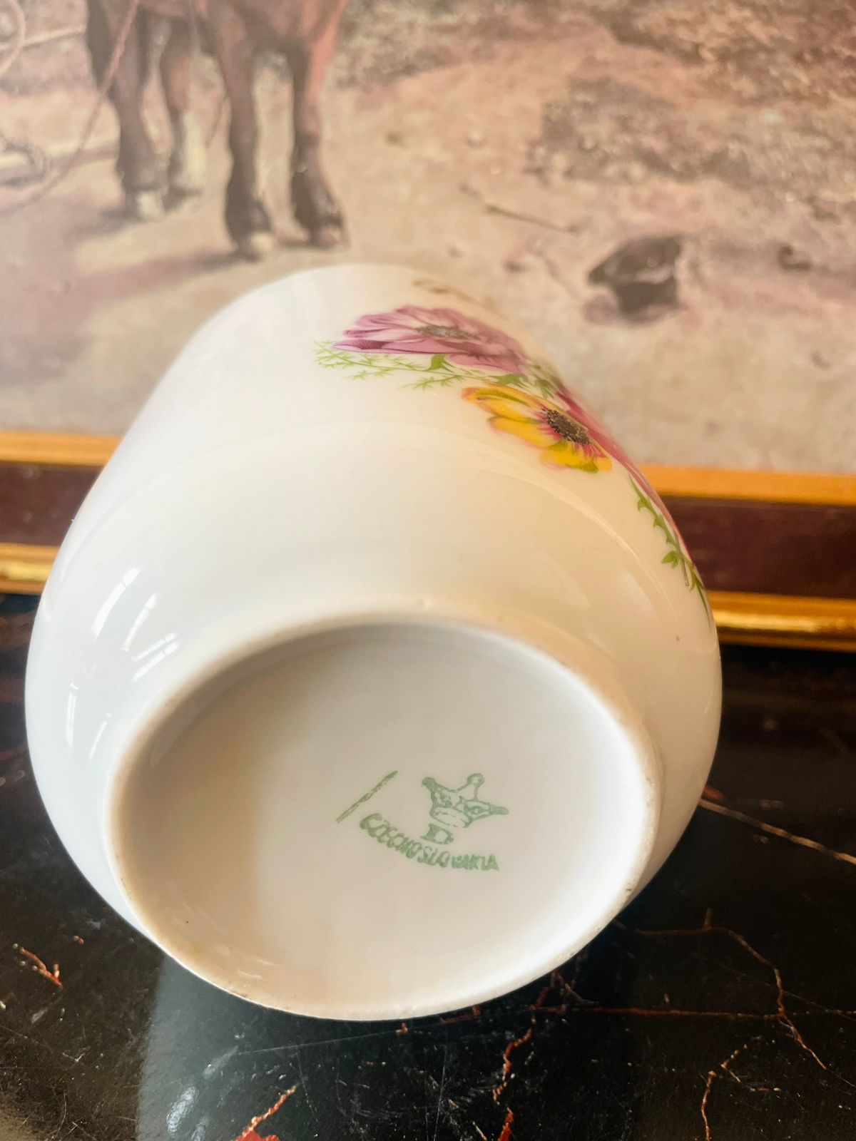 (Vintage Grandma Mug) Floral Roses Gilded Porcelain – Made in Czechoslovakia