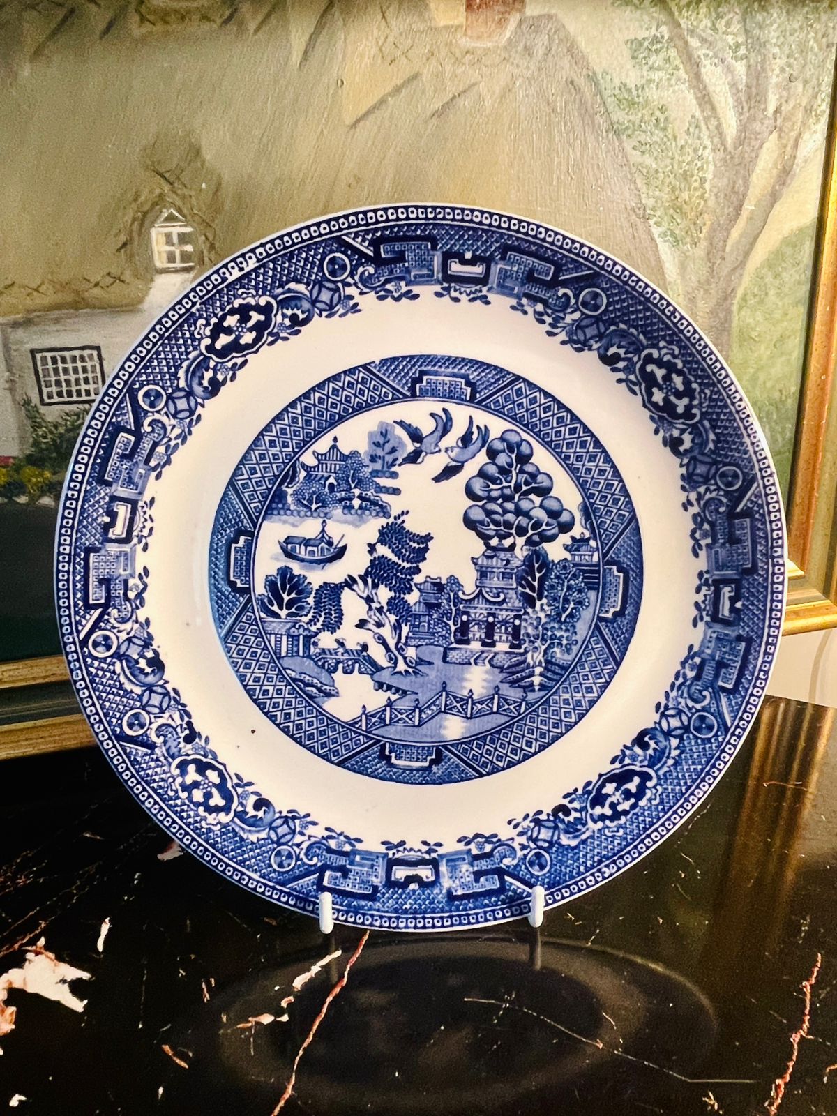 Blue & White Willow Pattern Decorative Plate 10in – England