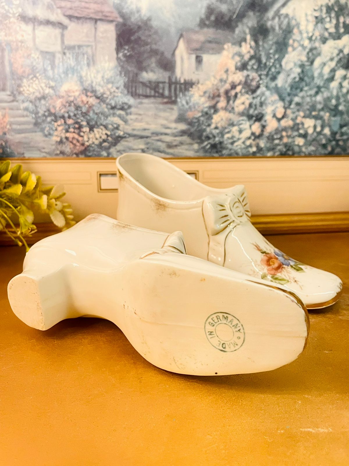 Pair of Vintage Ceramic Shoe Planters Made in Germany