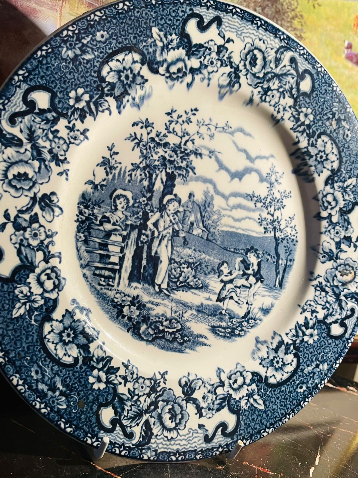 White & Blue “Avon Cottage” decor Plate – Staffordshire England