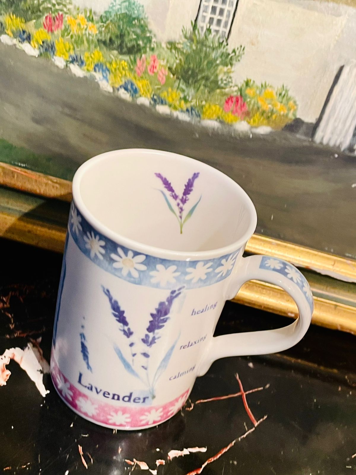 Elizabethan Fine Bone China Mug – Juniper & Lavender Botanical Design (England)