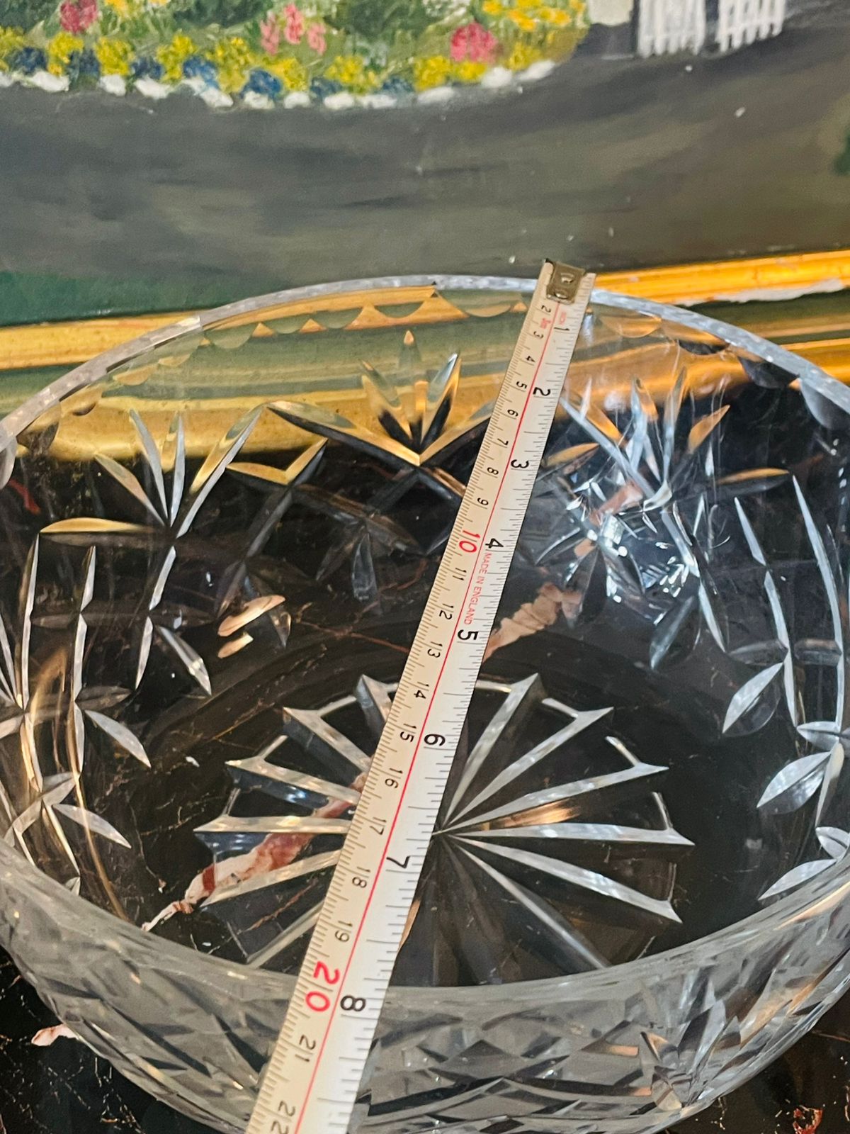 Vintage Large Cut Crystal Serving Bowl – Starburst & Diamond Pattern