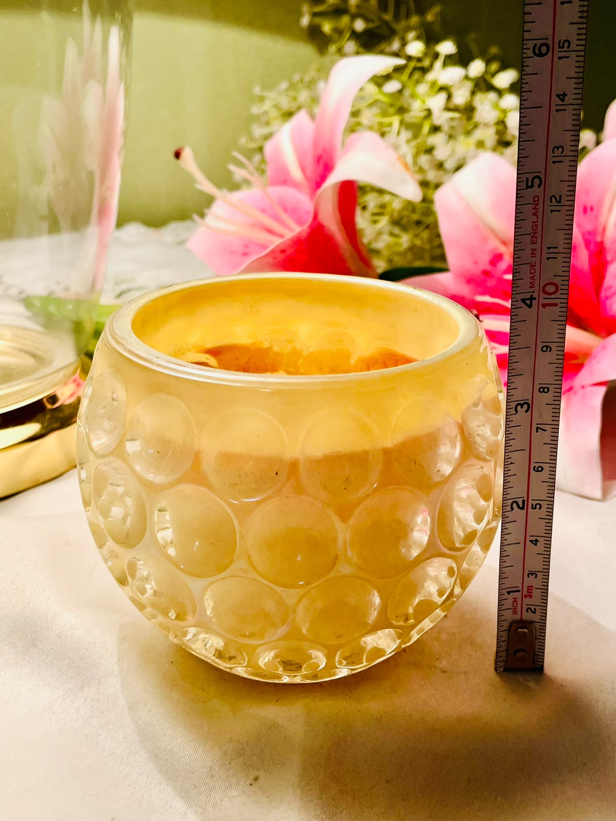 K. Hall Studio Yellow Crystal Bubble Design Scented Candle 10cm