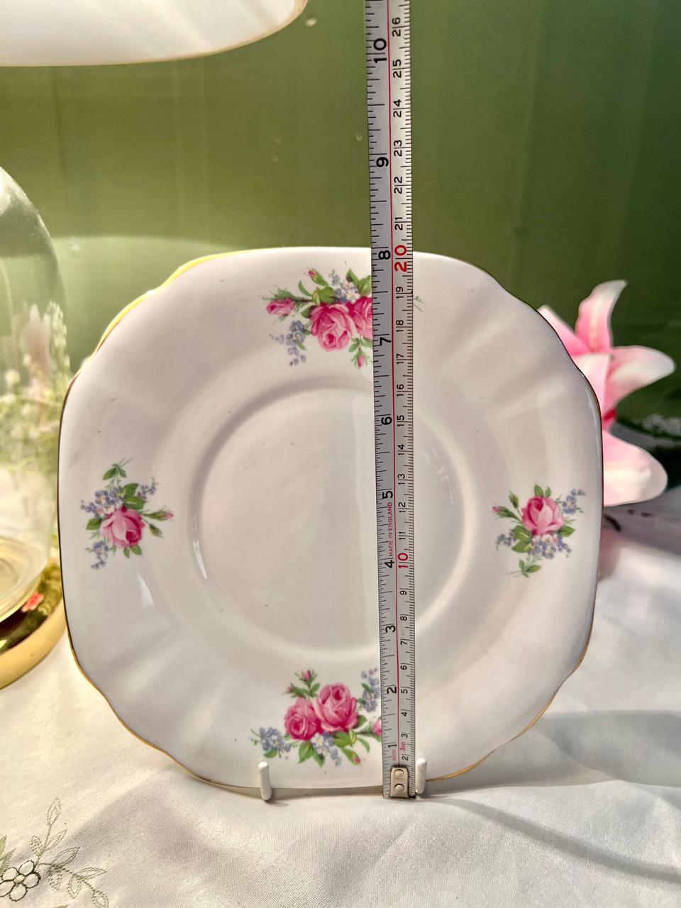 Rosina Pink Rose Bone China Cake Plater– 8 Inch