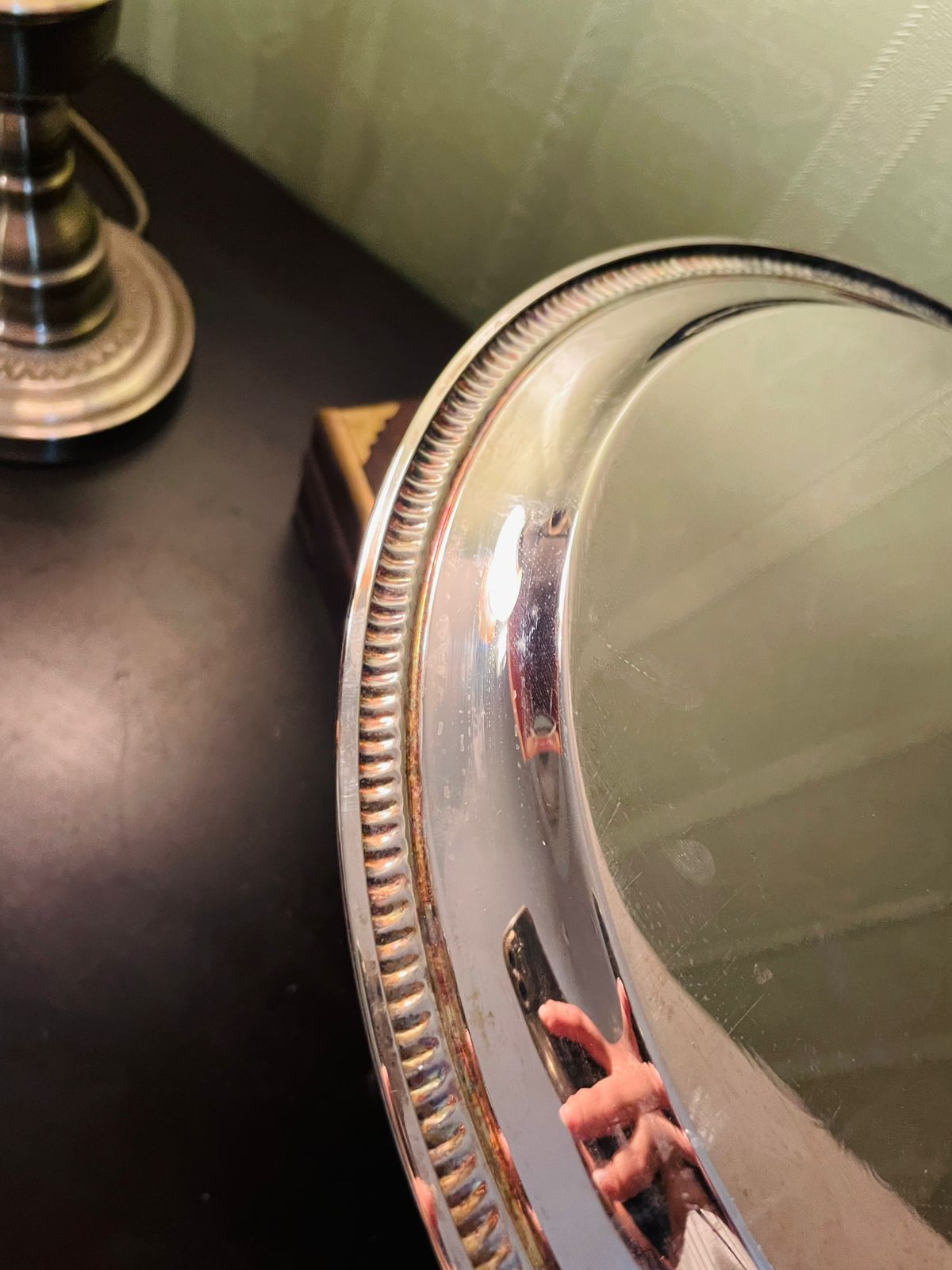 Vintage Silver Plated Round Serving Tray 12 Inch