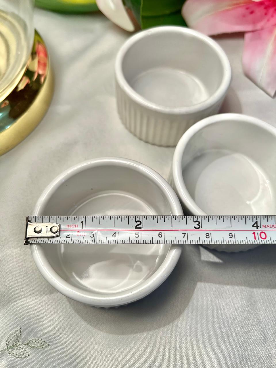 White Fluted Oven-Safe Ramekins – 3 Piece, Approx. 8 cm