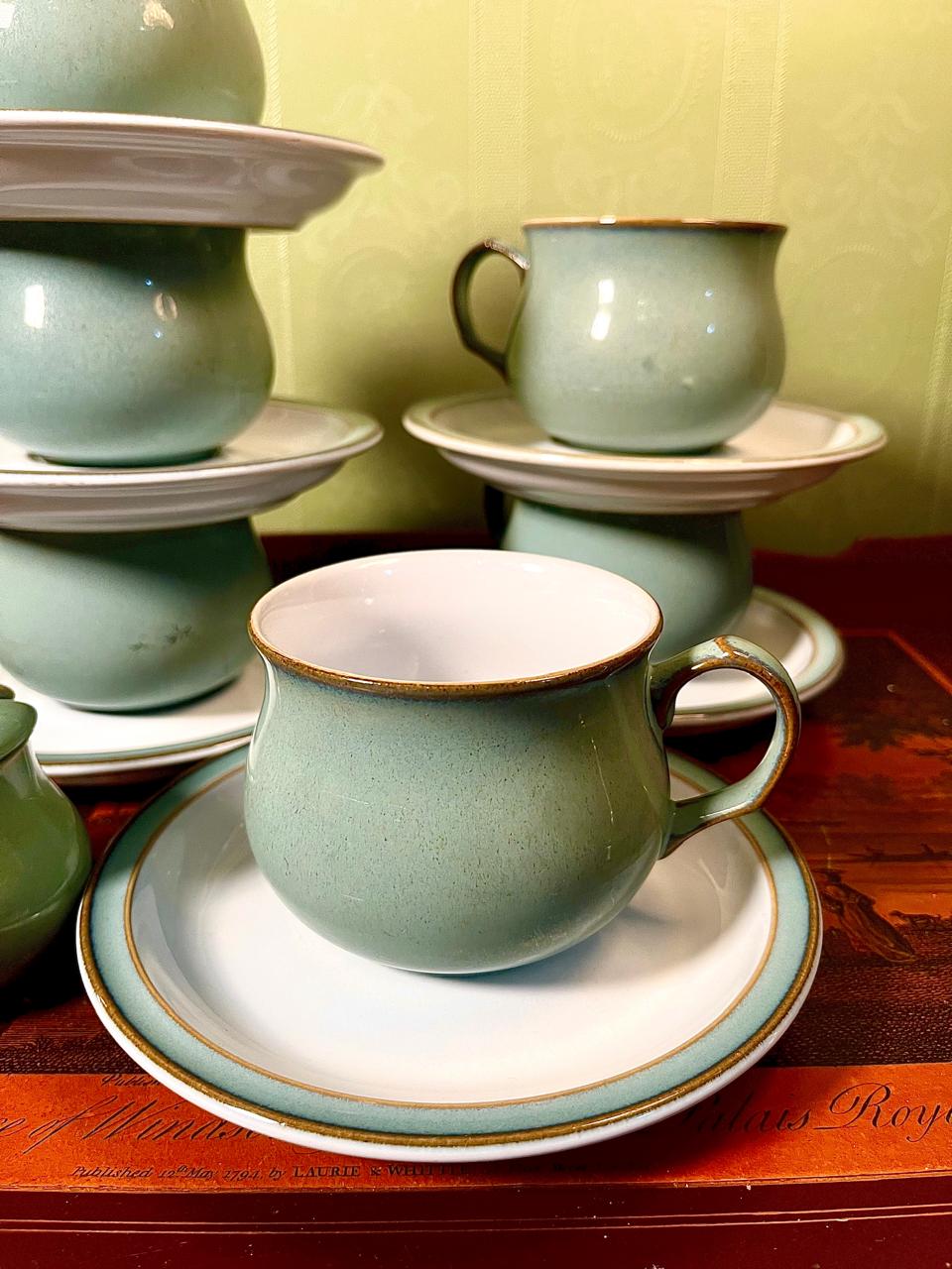 Vintage Denby Green Stoneware Tea Set | 13 Pieces | Made in England