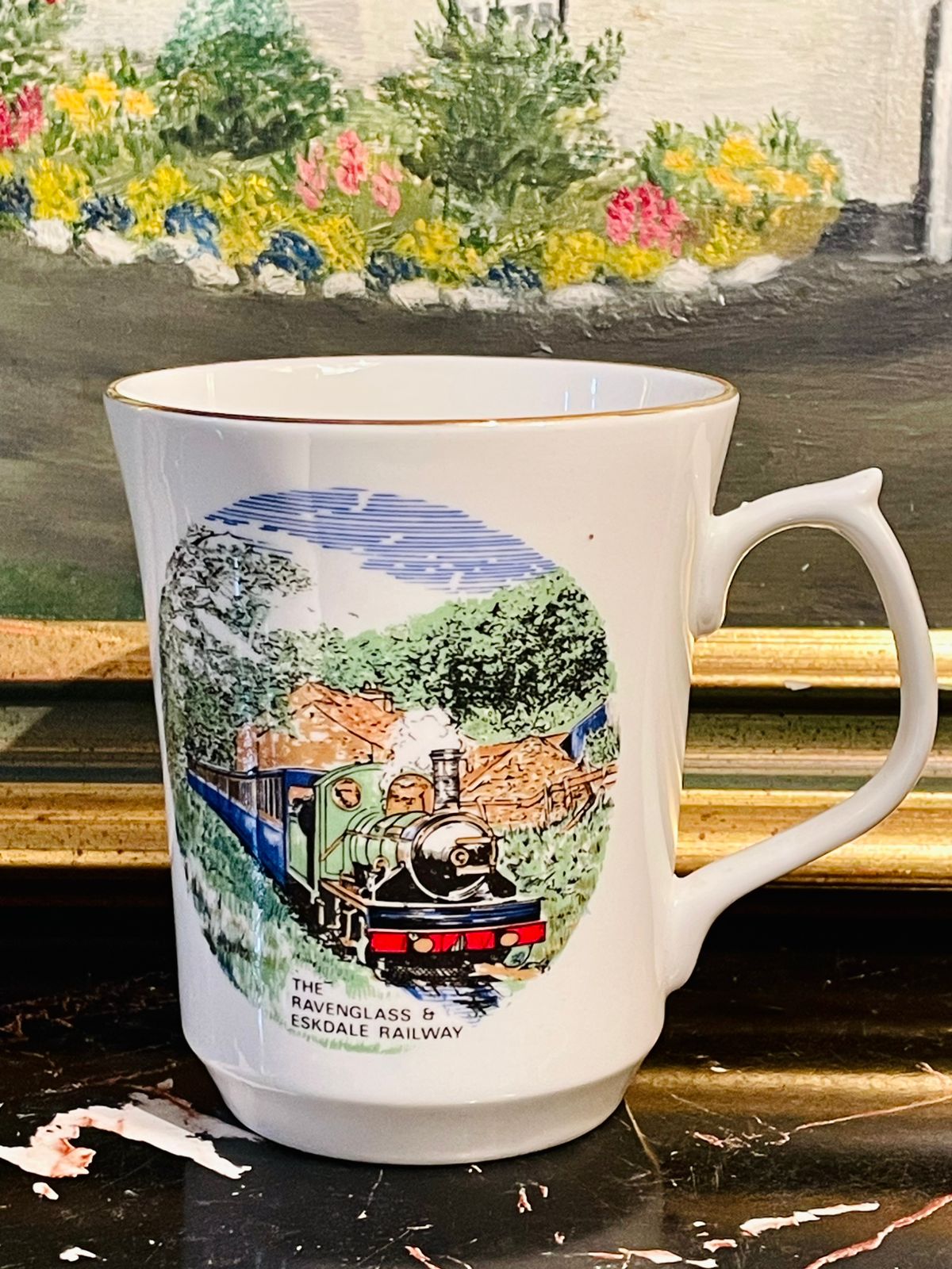 Set of 2 Vintage Bone China Mugs – The Ravenglass & Eskdale Railway Scenic Train Design