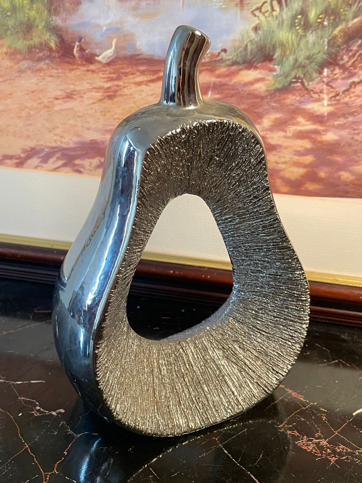 Silver Ceramic Pear-Shaped Home Decor – Modern Centerpiece