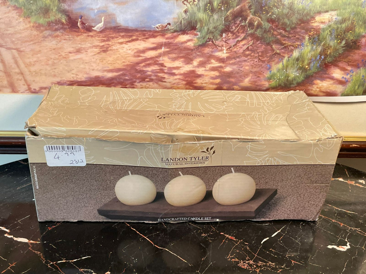 Landon Tyler Handcrafted Candle Set – Elegant Sphere Candles with Wooden Tray