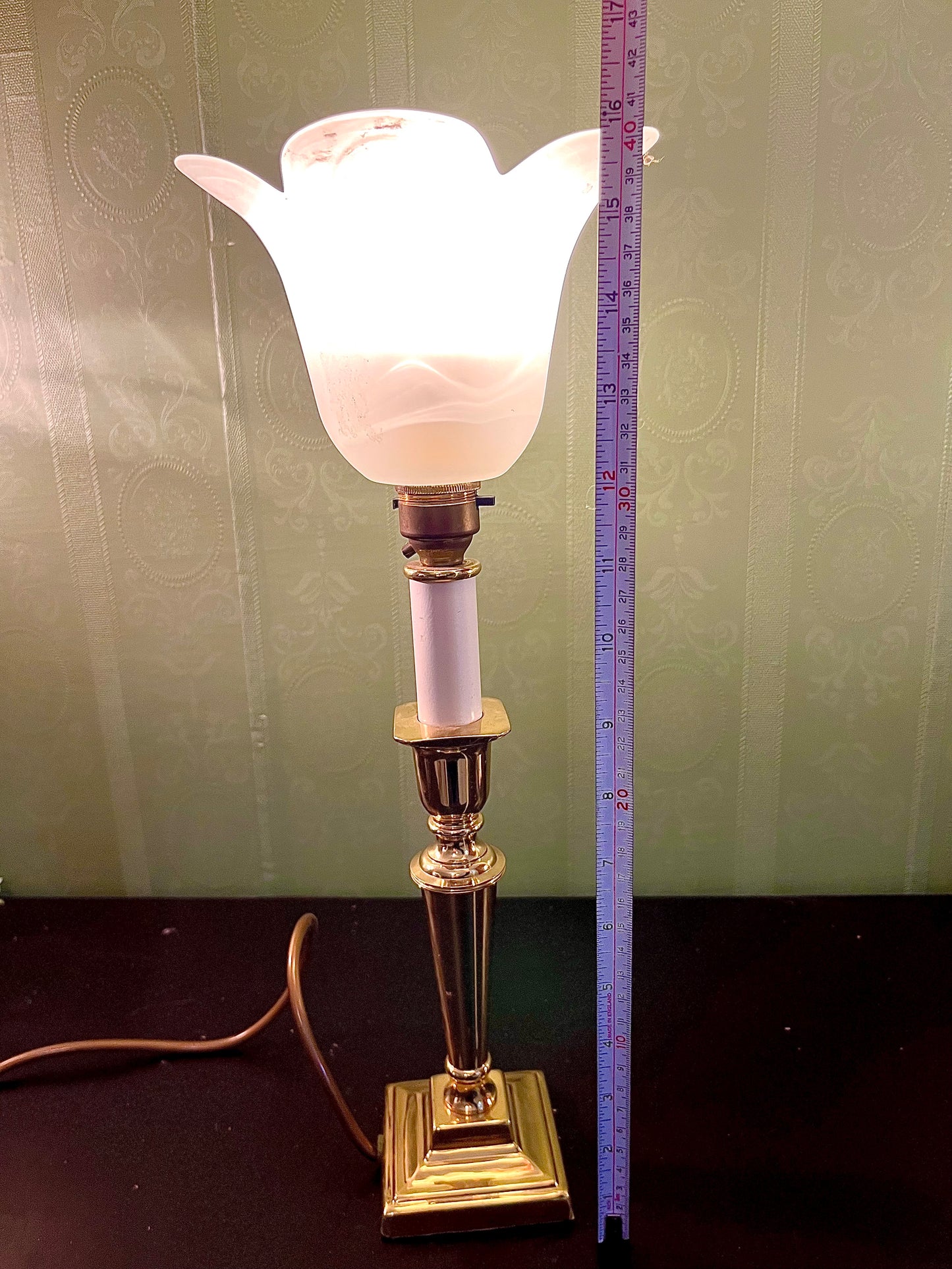 Vintage Brass Tulip Shade Table Lamp 16 Inch