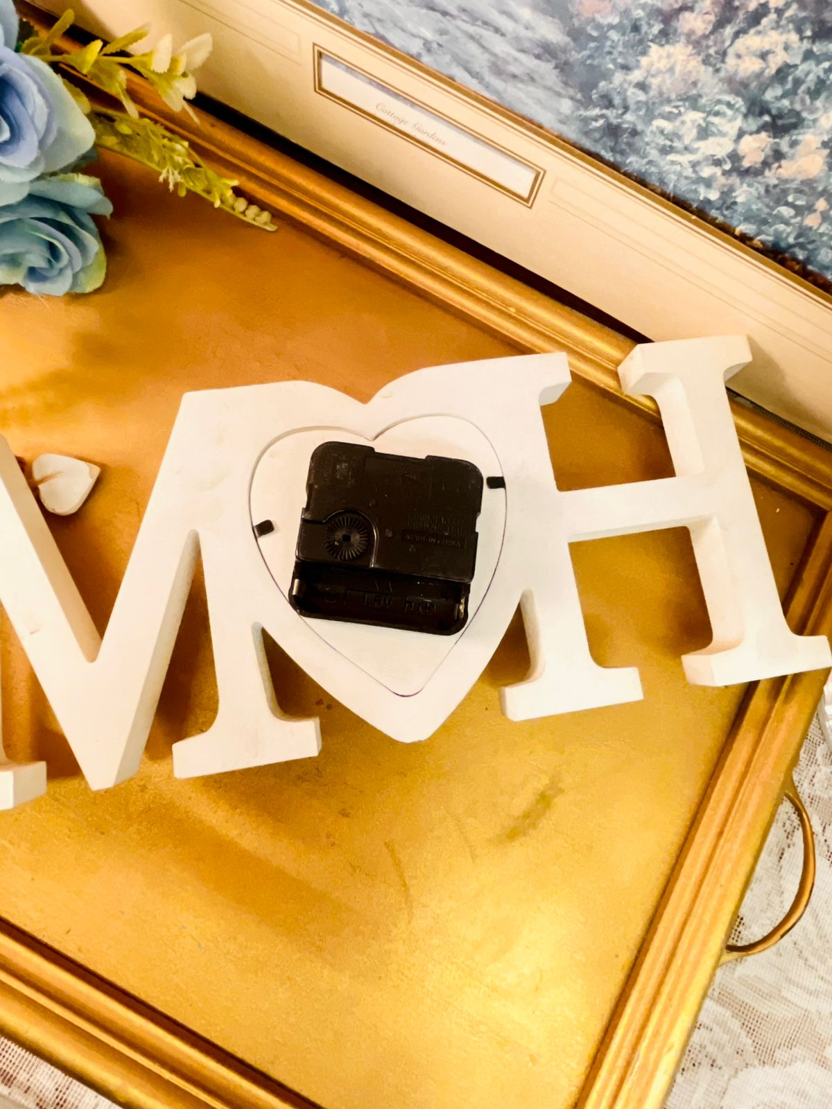HOME Letter Clock White Decorative Love Heart Wall Decor