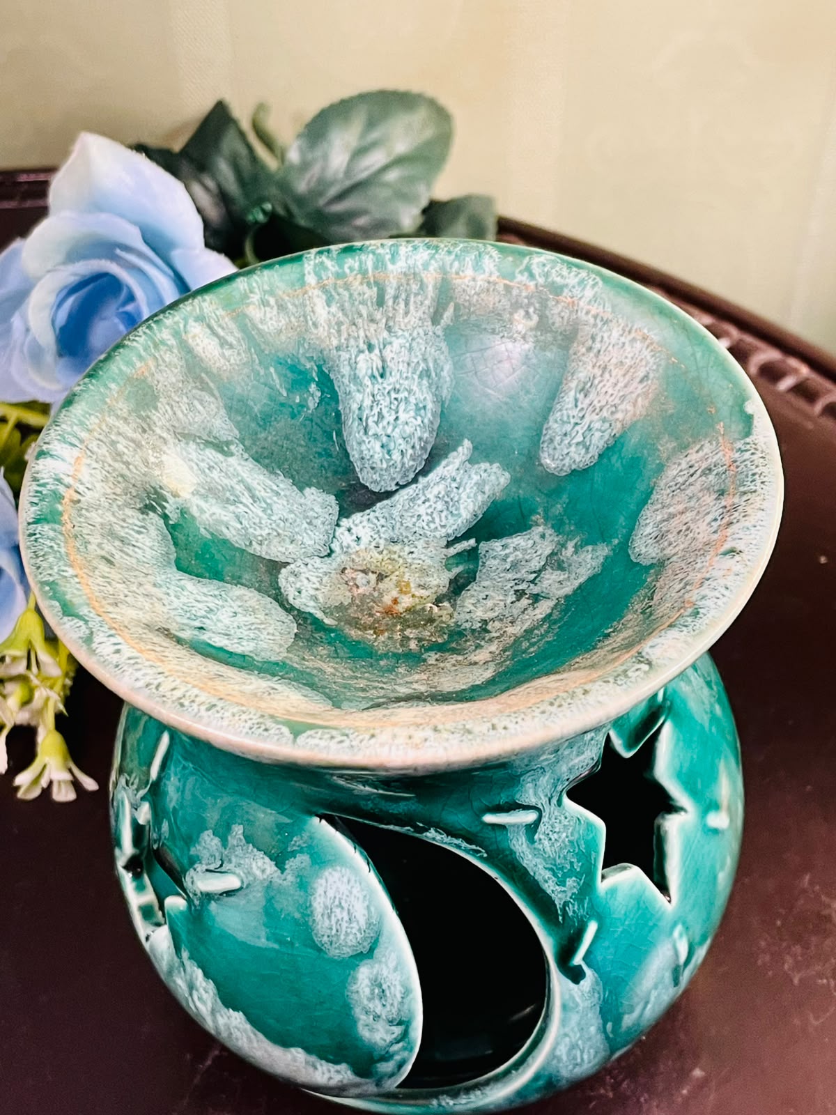 Turquoise Ceramic Wax Melt Burner – Decorative Oil Burner & Tealight Warmer (5 Inch)