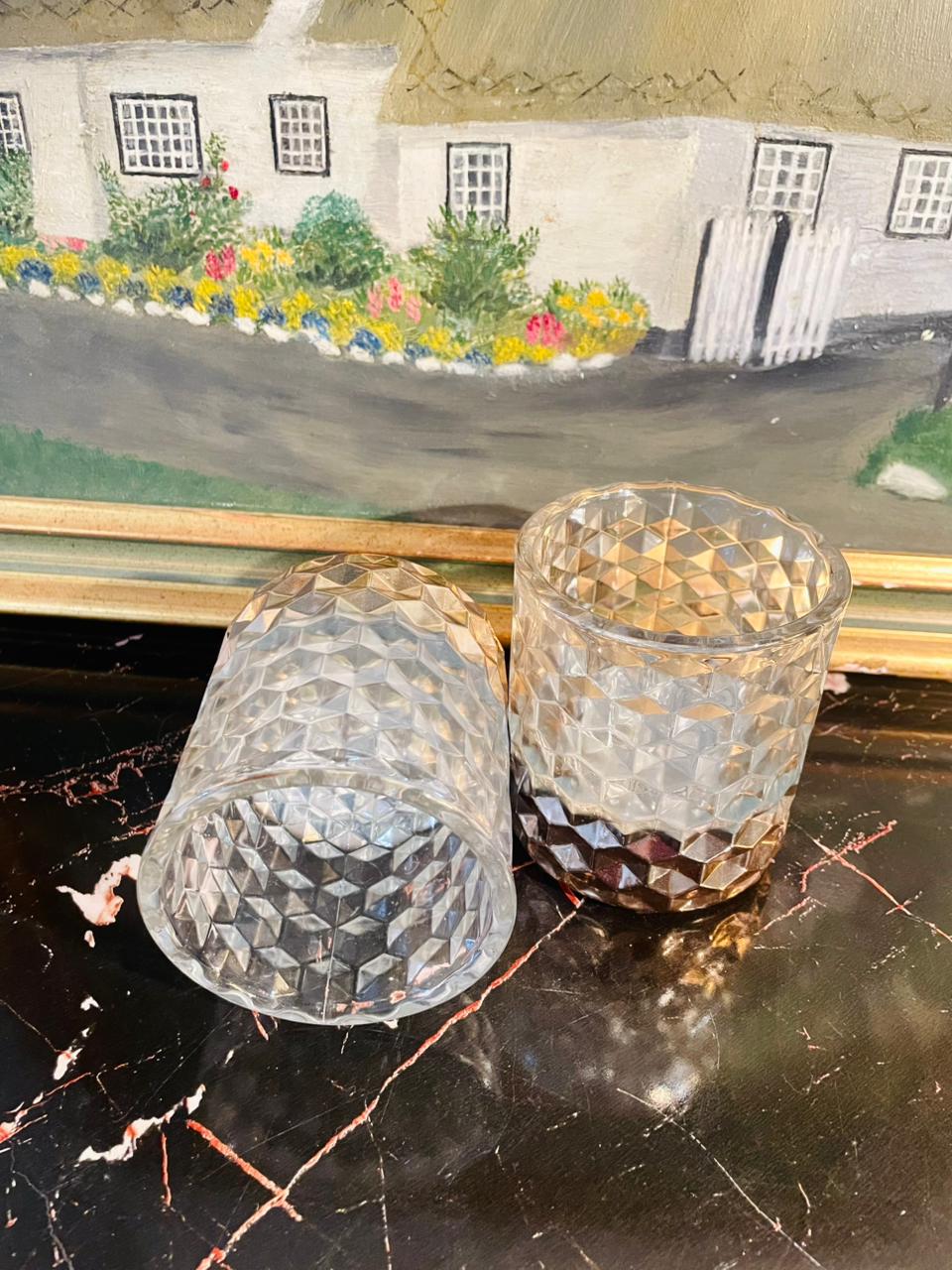 Diamond Cut Glass Tumblers – Heavy Base Water & Juice Glass