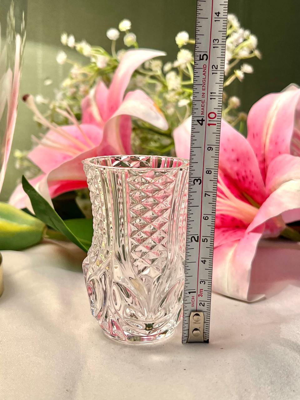 Clear Crystal Geometric Mini Vase – Approx. 3.5 Inch