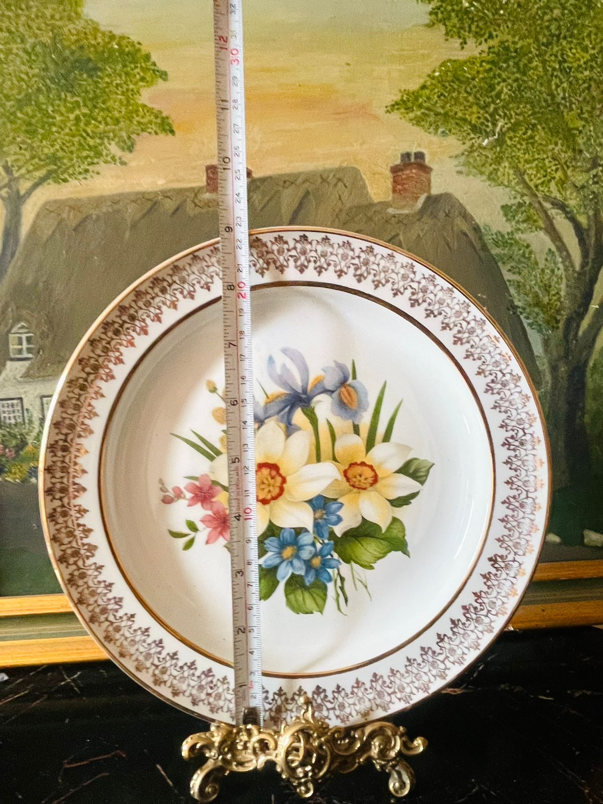 Set of 3, Wood & Sons England pair of decor Plates + Holy Barn Floral Vase (Made in England), Home Decor