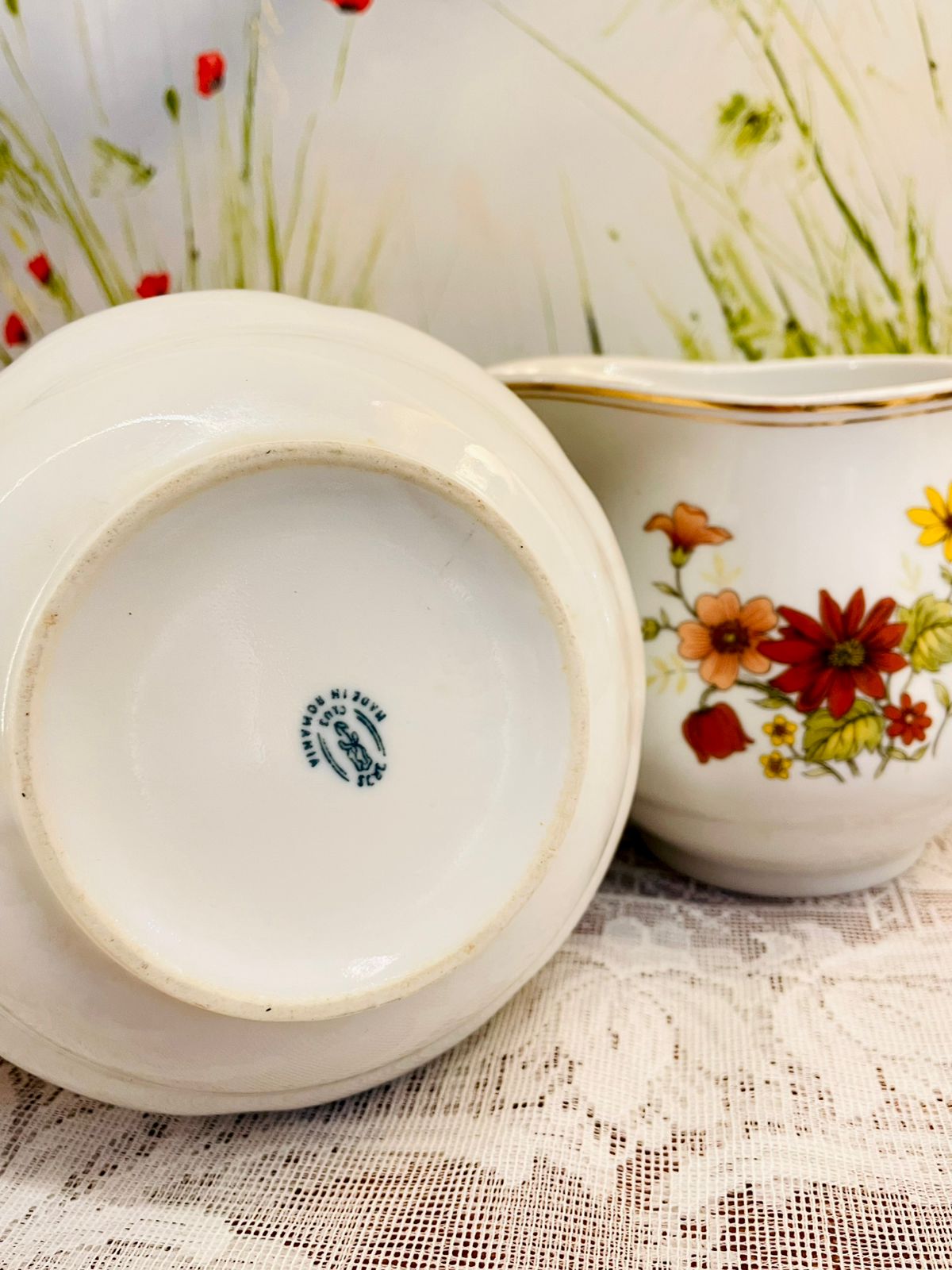 Vintage Staffordshire Floral Ceramic Jug