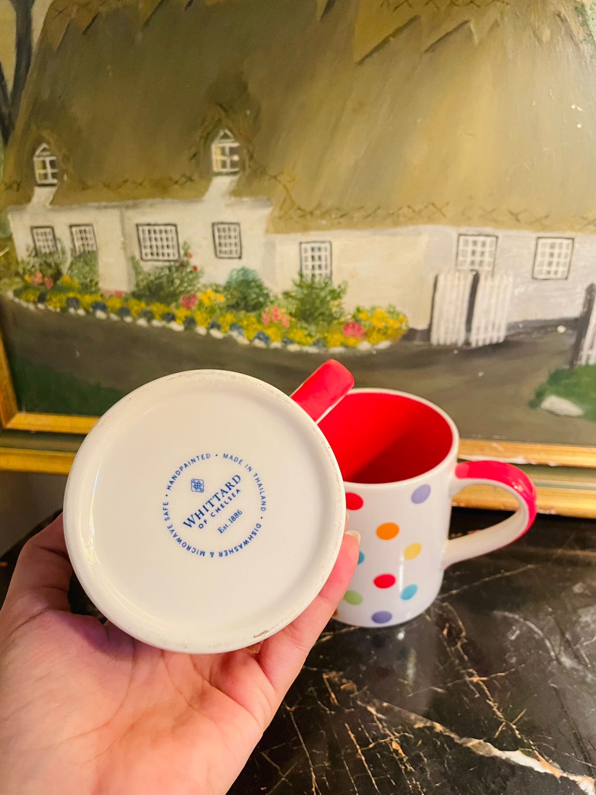 Set of 2 Polka Dot Mug, Tea mug, Coffee mug ,Oven Safe, Ceramic , England