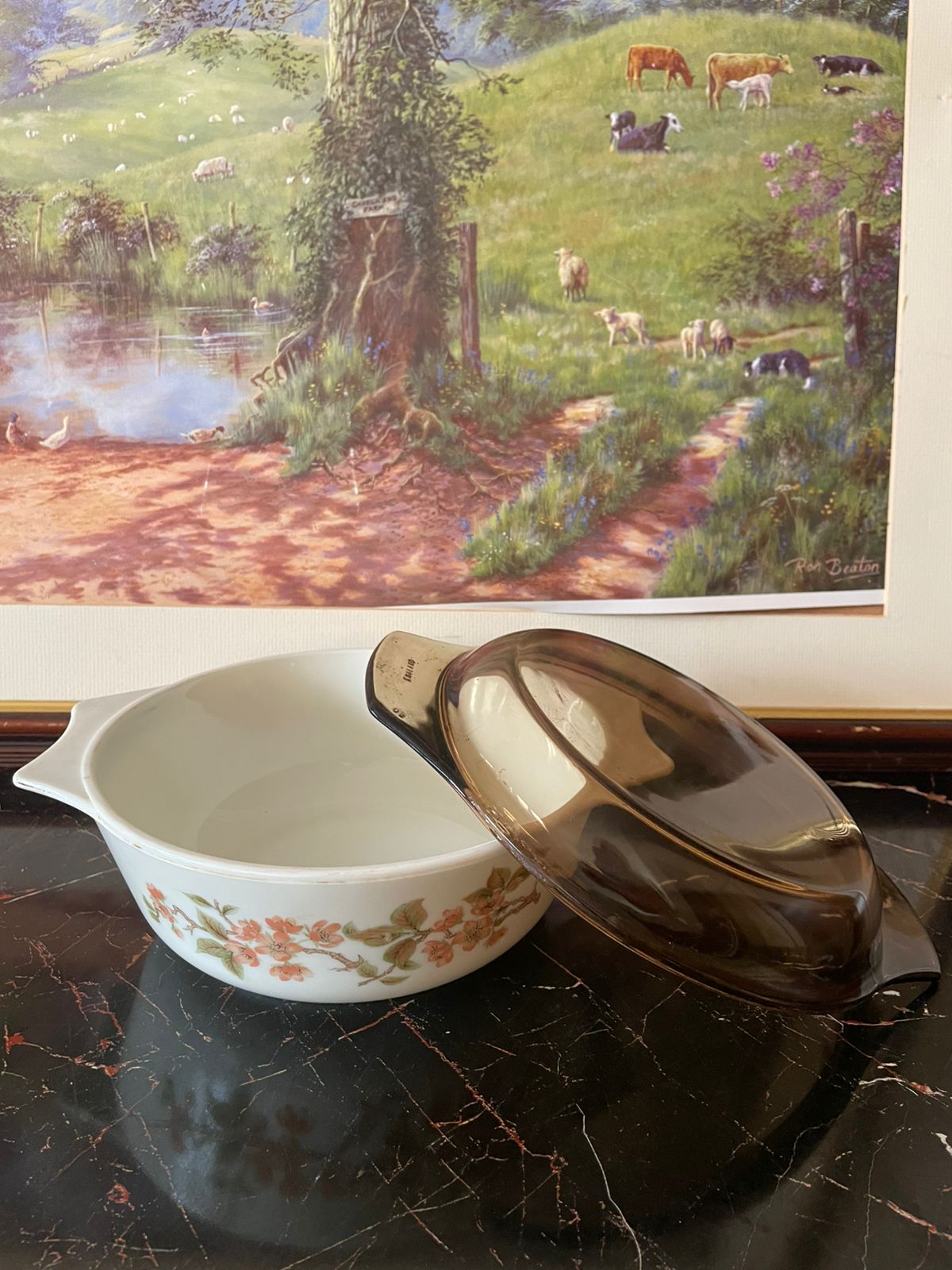 Large Vintage Pyrex Cherry Blossom Casserole Dish with Lid – England