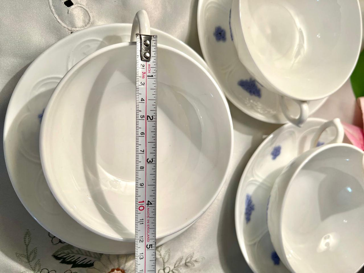 Adderley fine bone china Blue Floral Fine Bone China soup bowl & Saucer Set – 6 Piece