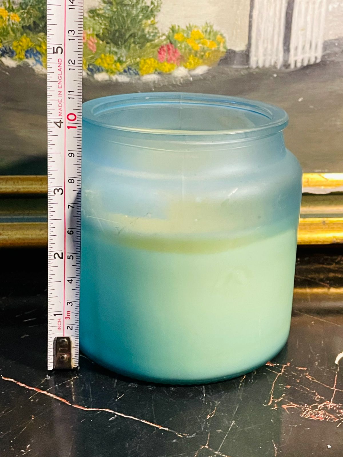 Fresh Linen Scented Candle — Sky Blue Frosted Jar