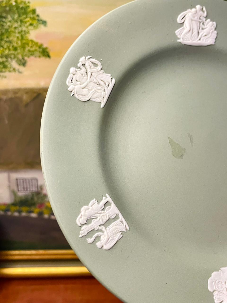 Rare Find Wedgwood Jasperware Green Decor Plate | England